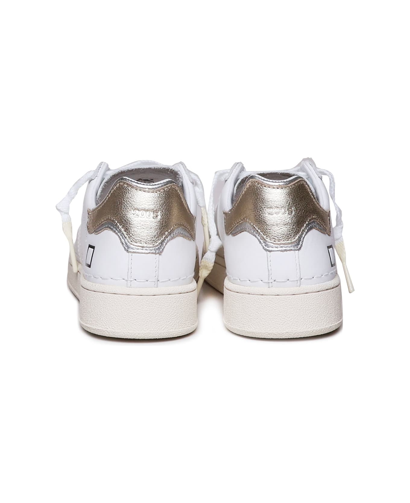 D.A.T.E. Base Sneakers In Calfskin - WHITE-PLATINUM