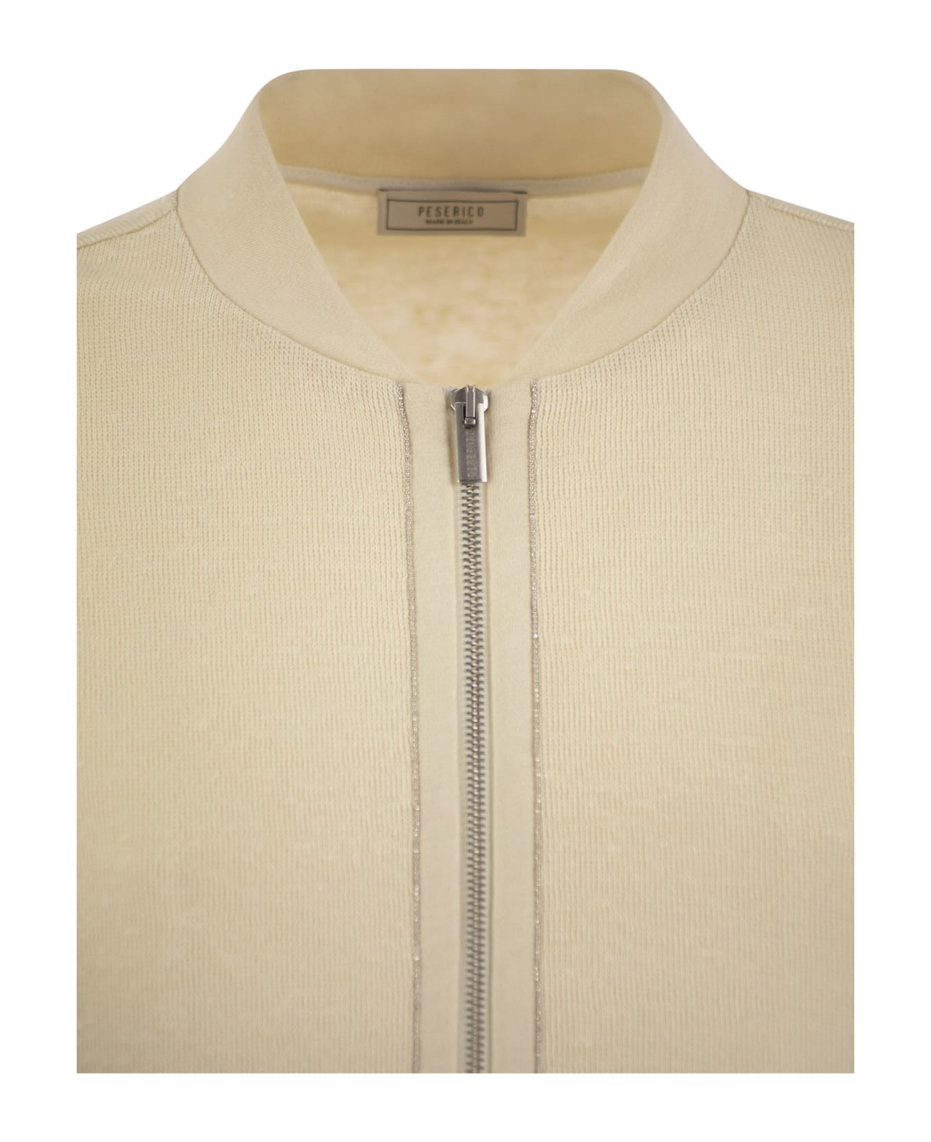 Peserico Cotton And Linen Zipped Sweatshirt - Cream