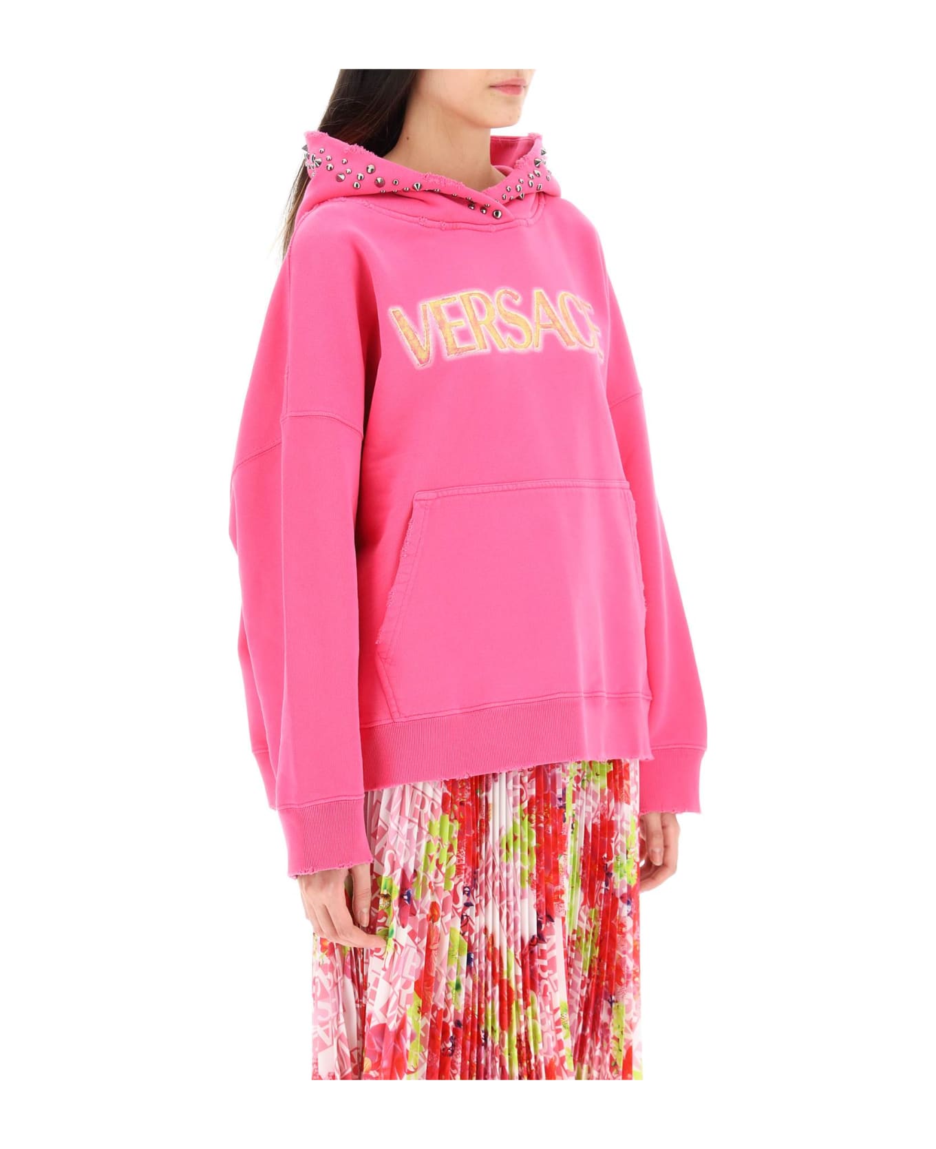 Versace Hoodie With Studs - Pink