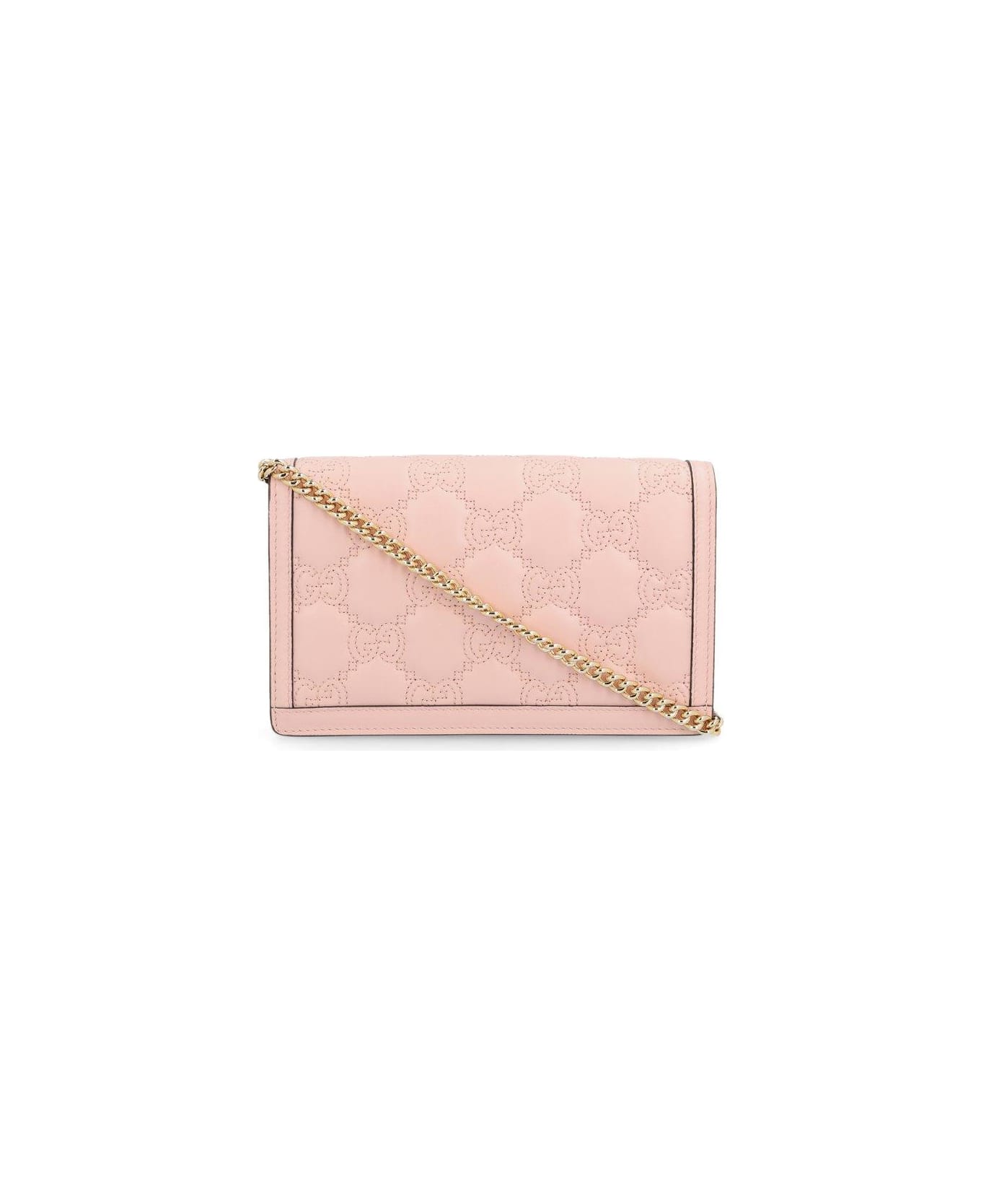 Gucci Gg Matelassé Chain Wallet - Pink 財布
