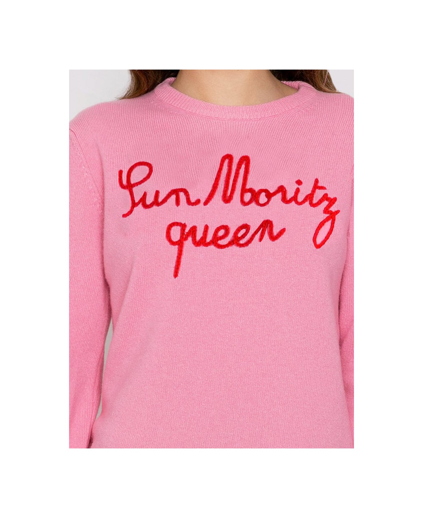 MC2 Saint Barth Woman Sweater With Sun Moritz Queen Embroidery - PINK