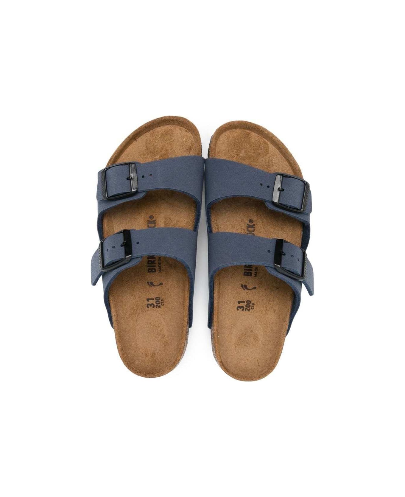 Birkenstock 'arizona' Navy Blue Sandals With Engraved Logo In Eco Leather Boy - Blu