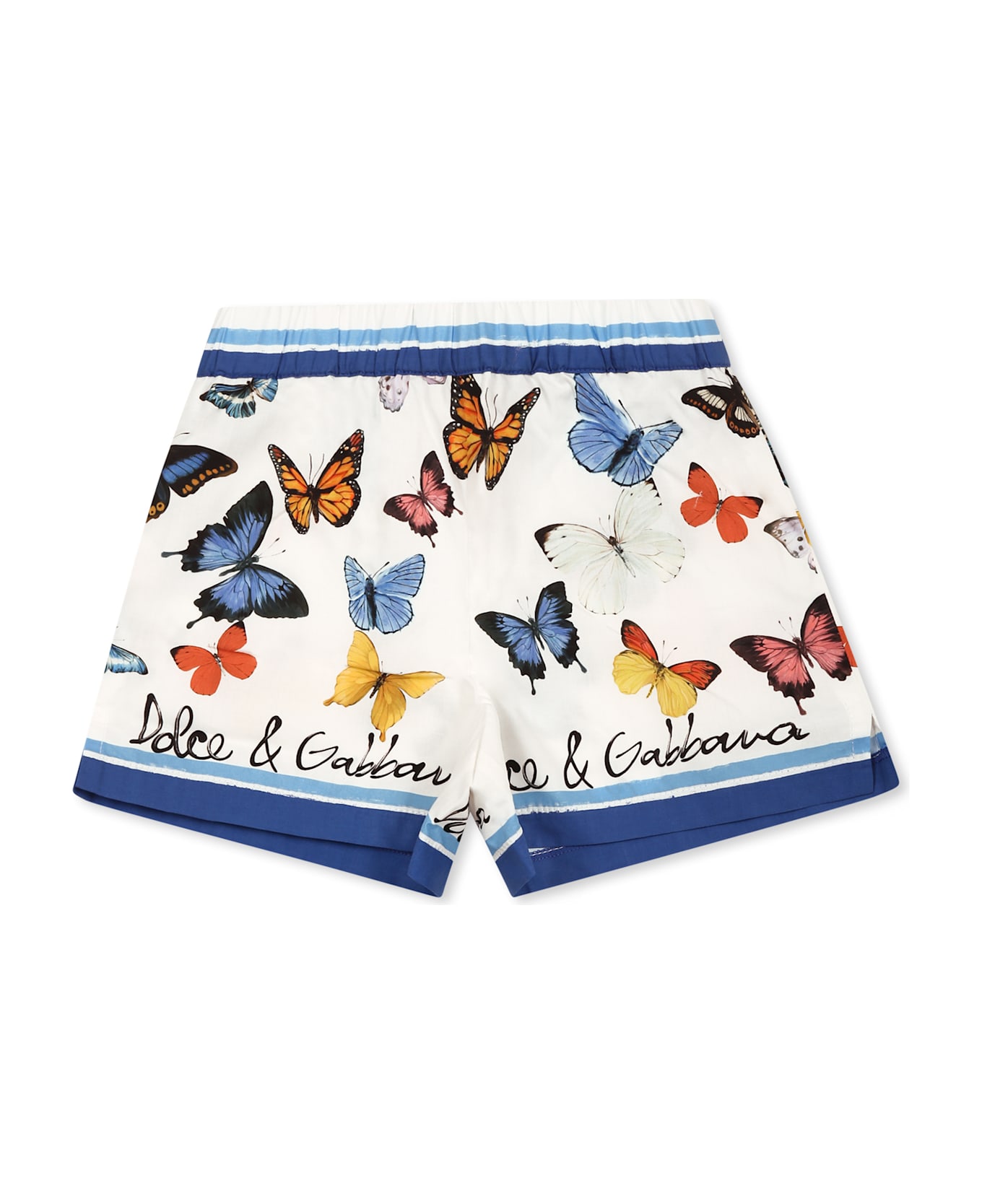 Dolce & Gabbana White Shorts For Baby Girl With Butterflies - White
