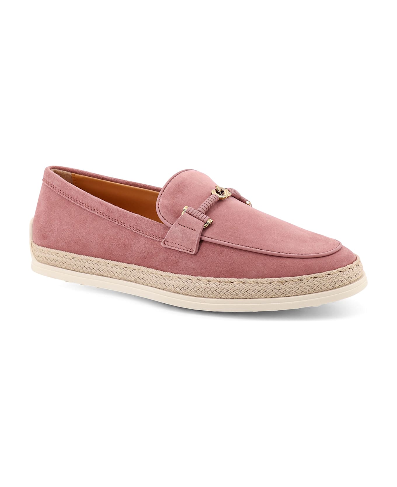 Tod's Suede Loafer With Metal Detail - Pink