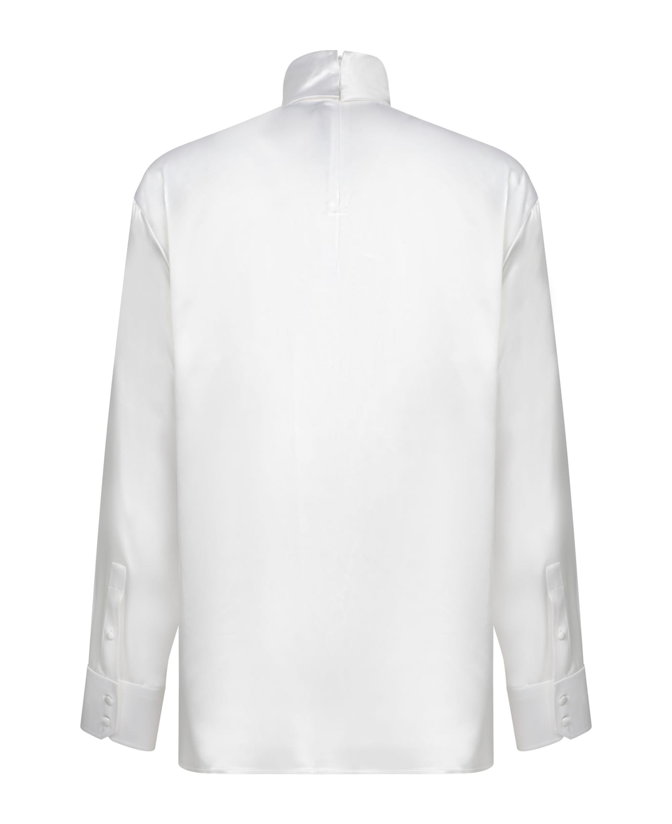 Dolce & Gabbana Satin Turtleneck Shirt - White