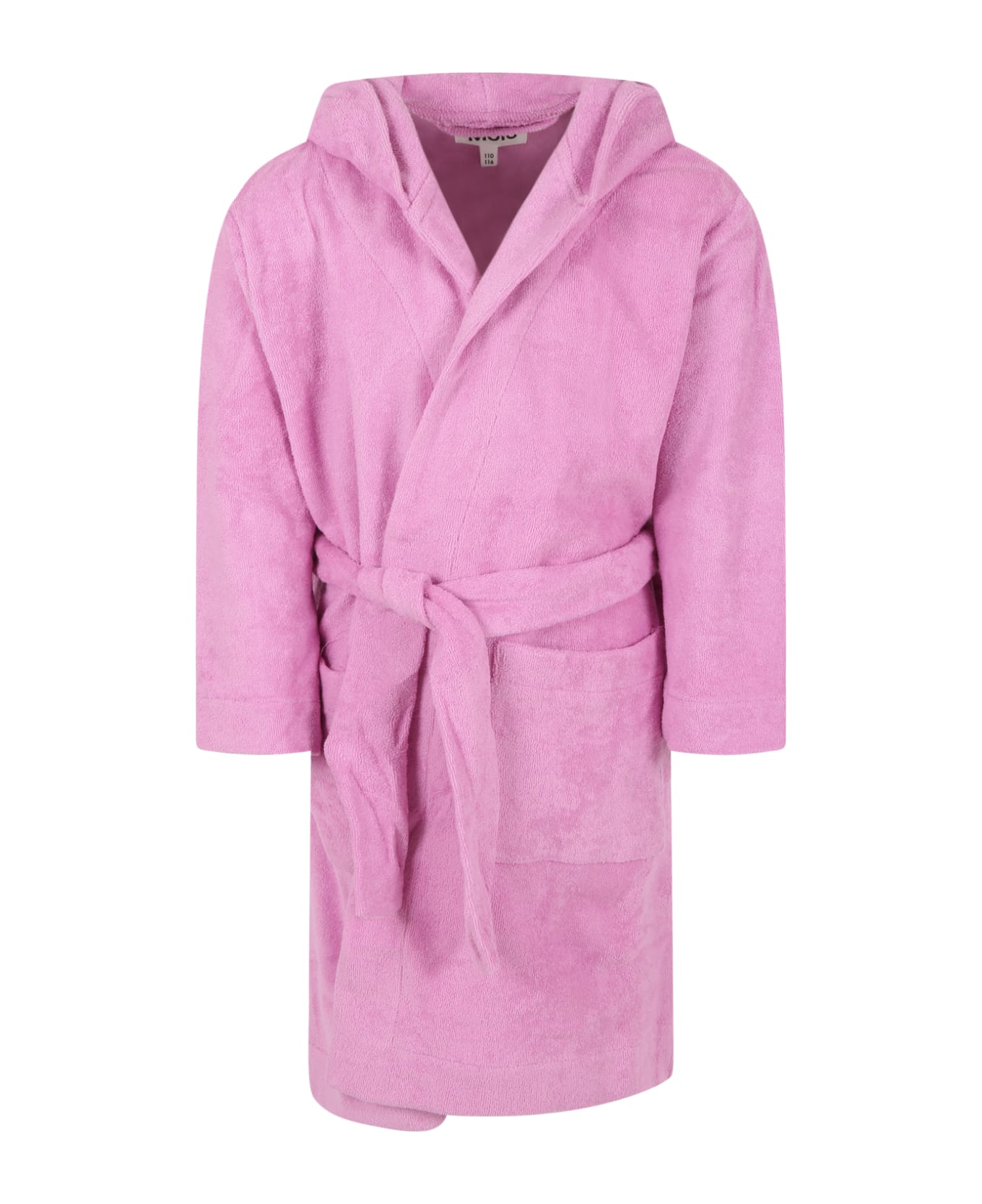 Molo Pink Terry-bathrobe For Girl With Logo Patch - Pink