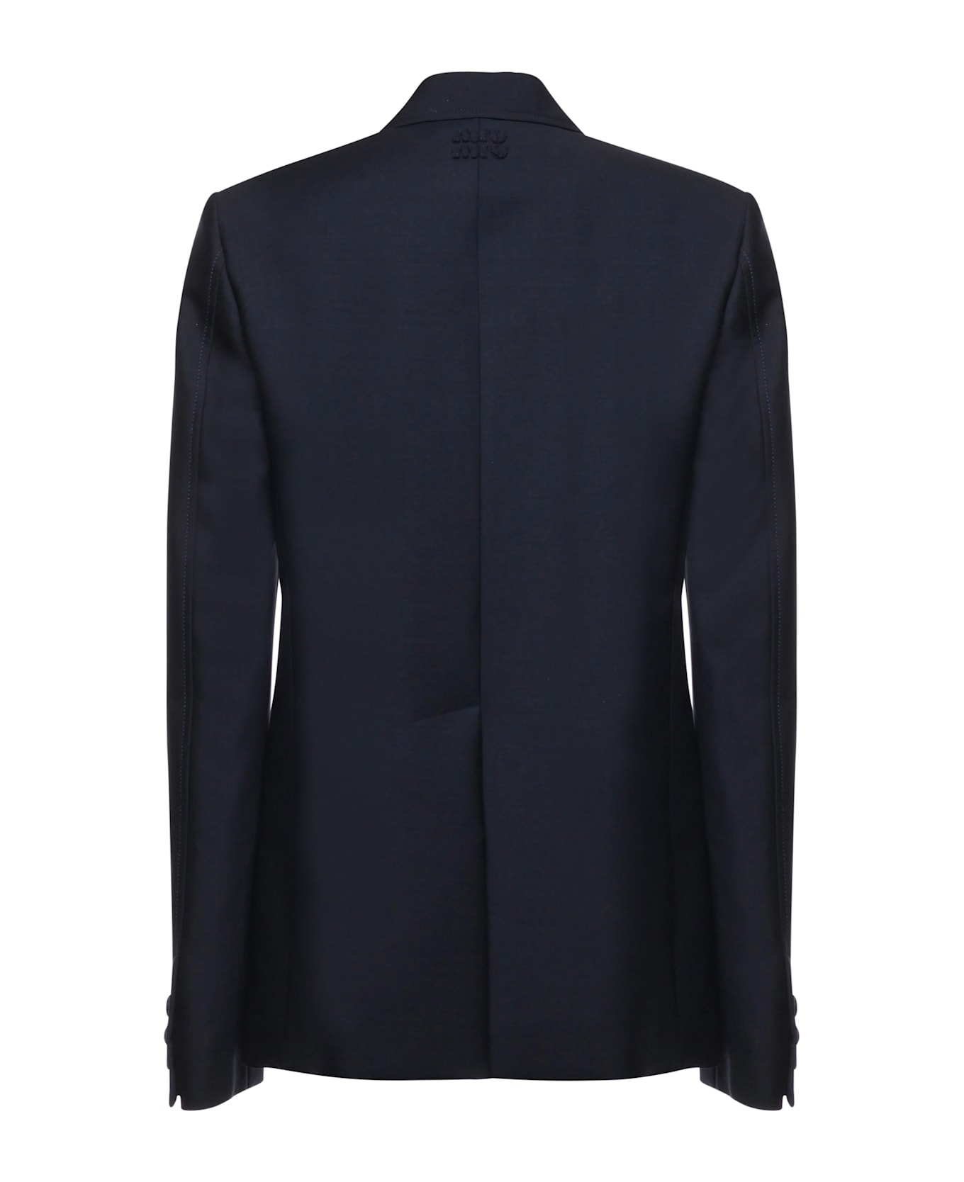 Miu Miu Single-breasted Jacket In Kid Mohair - Blue
