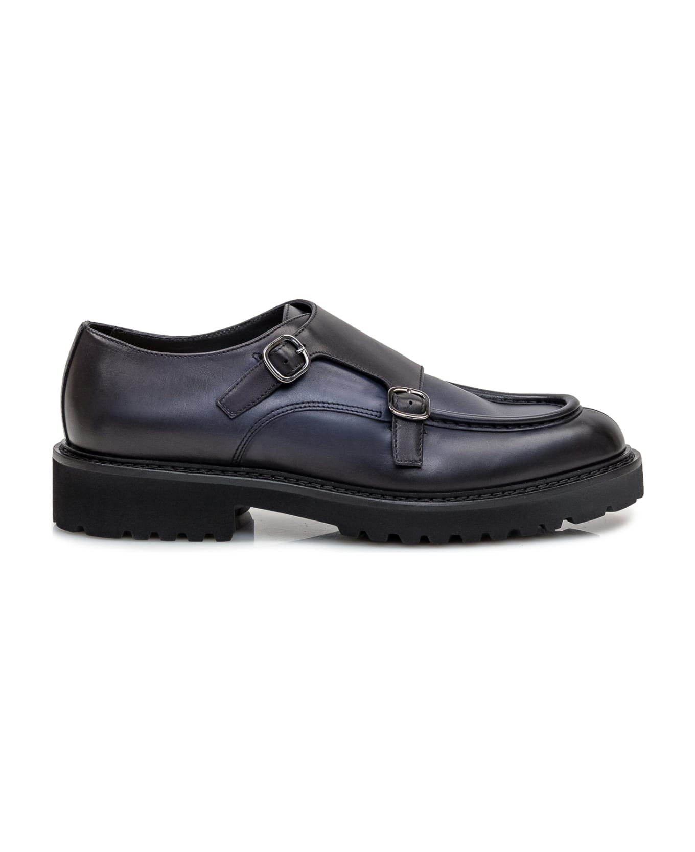 Doucal
s Shoe With Double Buckle Edged - INDIGO