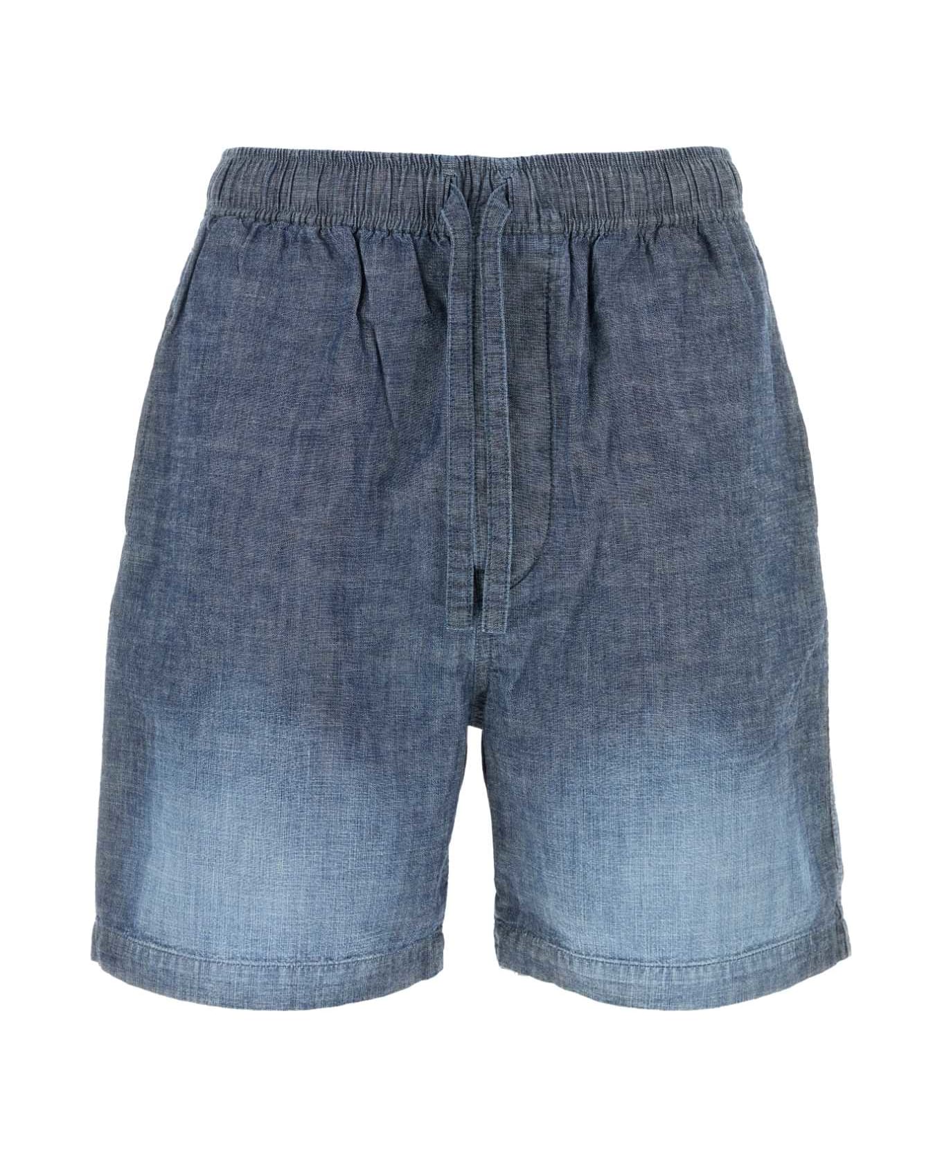 Loewe Denim Blue Chambray Bermuda Shorts - WASHEDBLUE