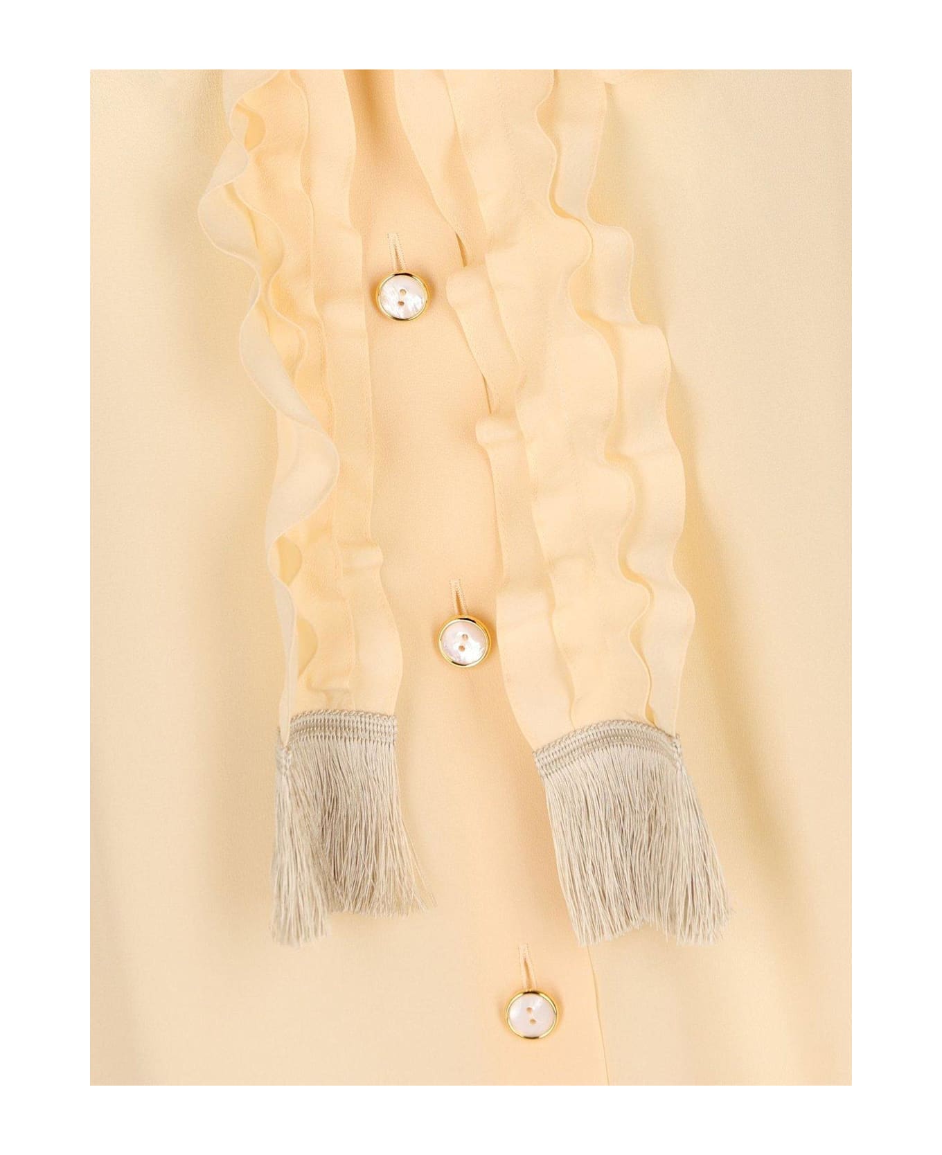 Valentino Ruffled Straight Hem Shirt - Beige