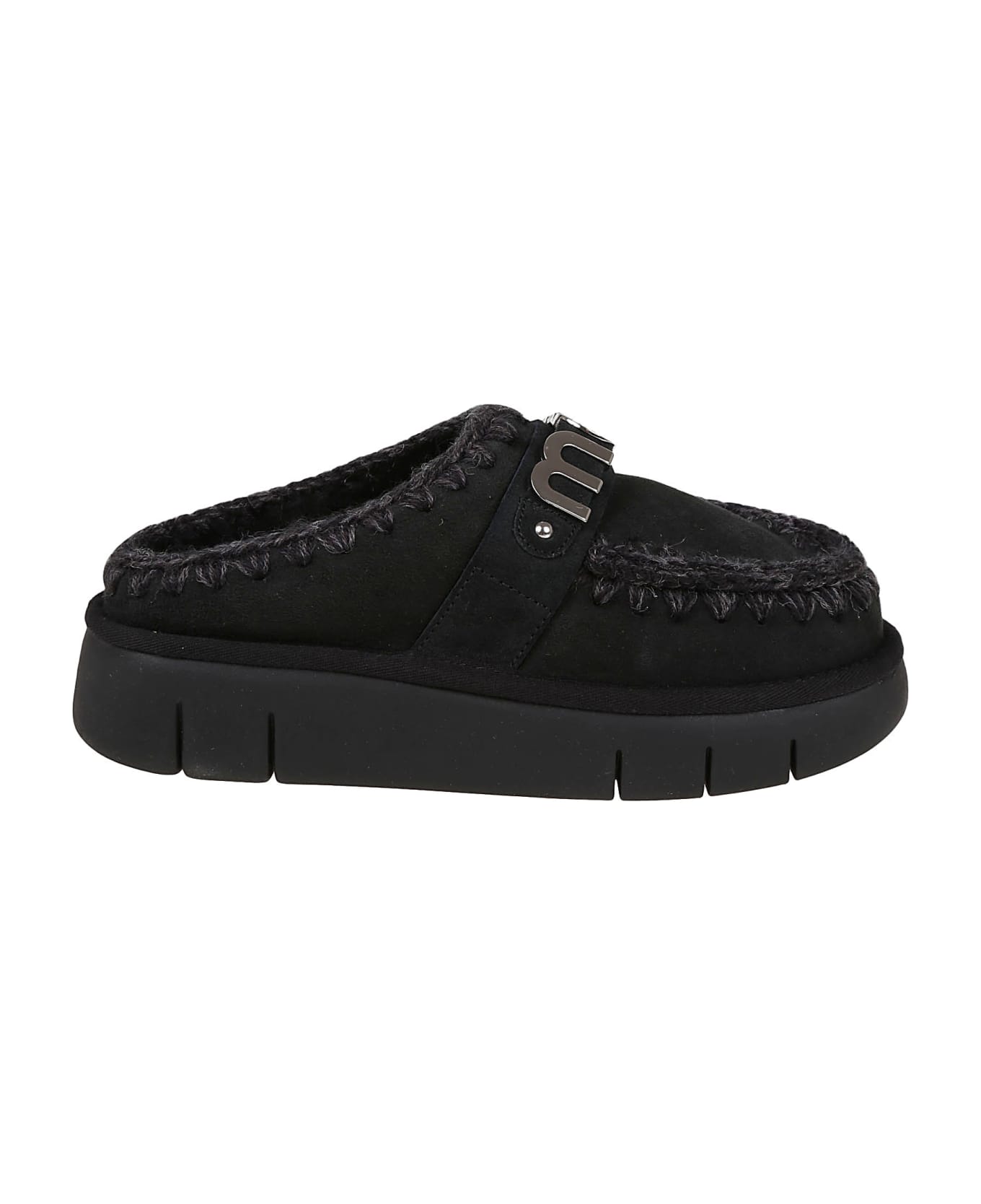 Mou Bounce Clog Metal Logo - Bkbk Black Black