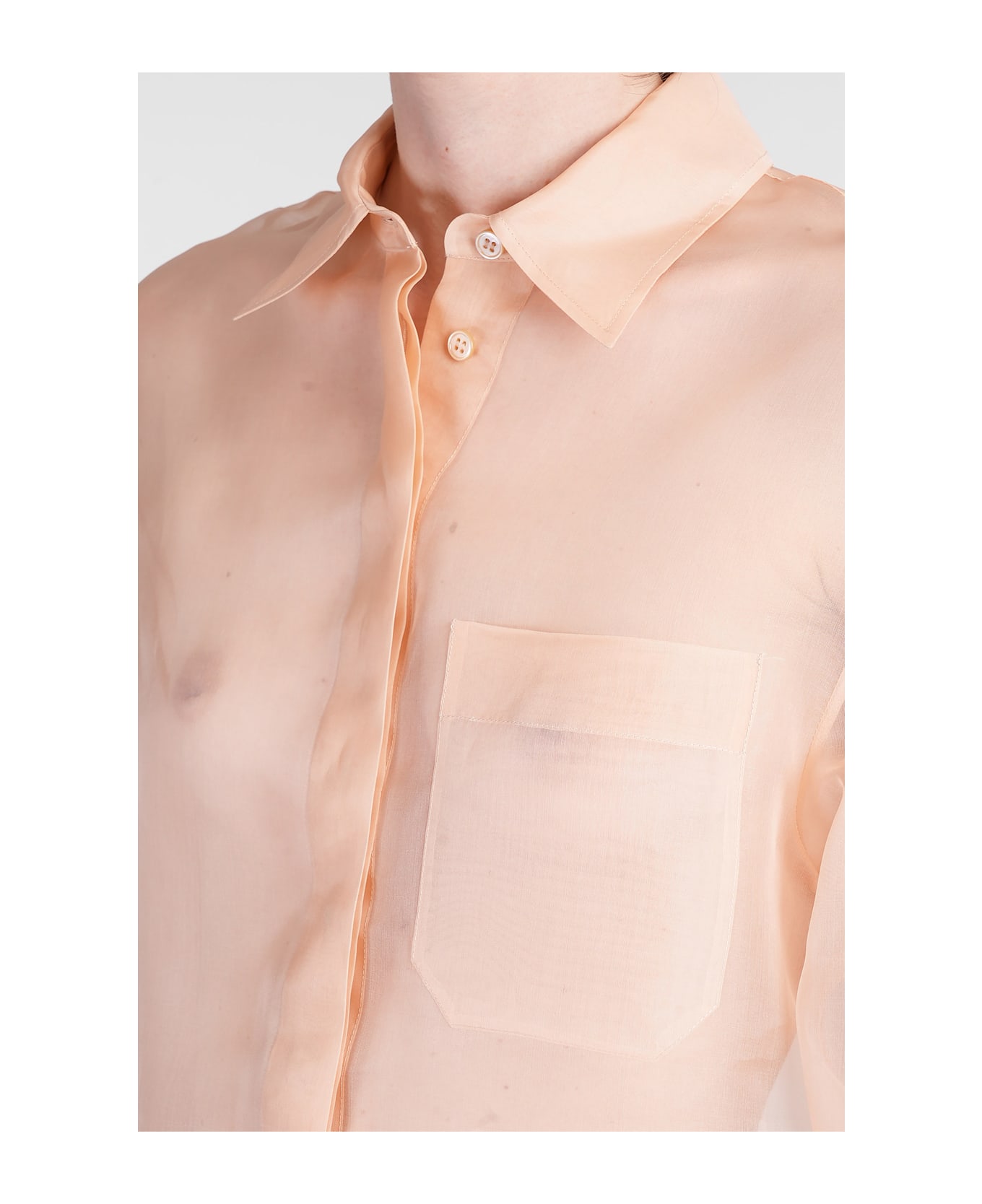 Del Core Shirt In Rose-pink Silk - rose-pink