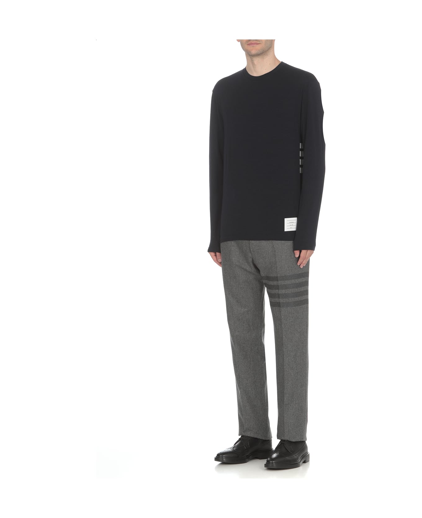 Thom Browne Long Sleeve Wool T-shirt - Blue