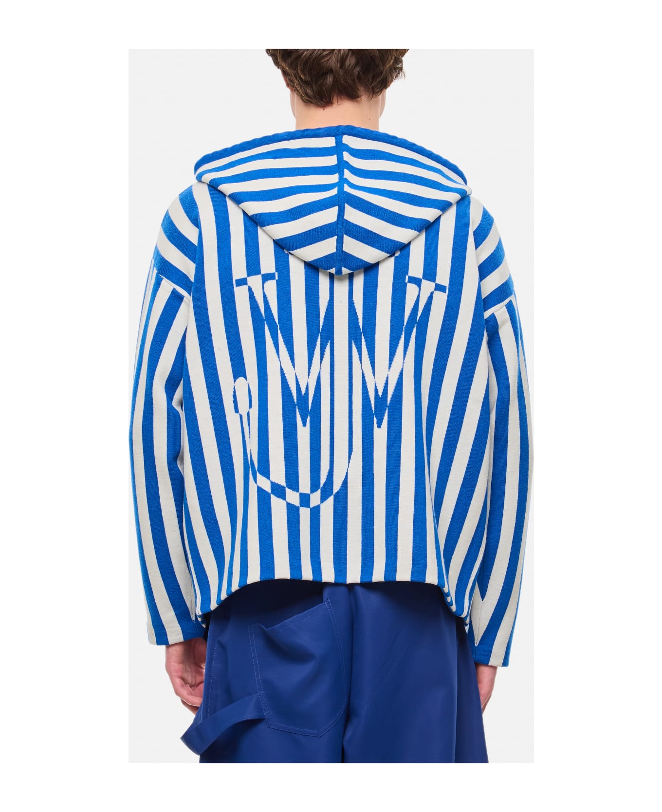 J.W. Anderson Striped Zipped Anchor Hoodie - BLUE/WHITE