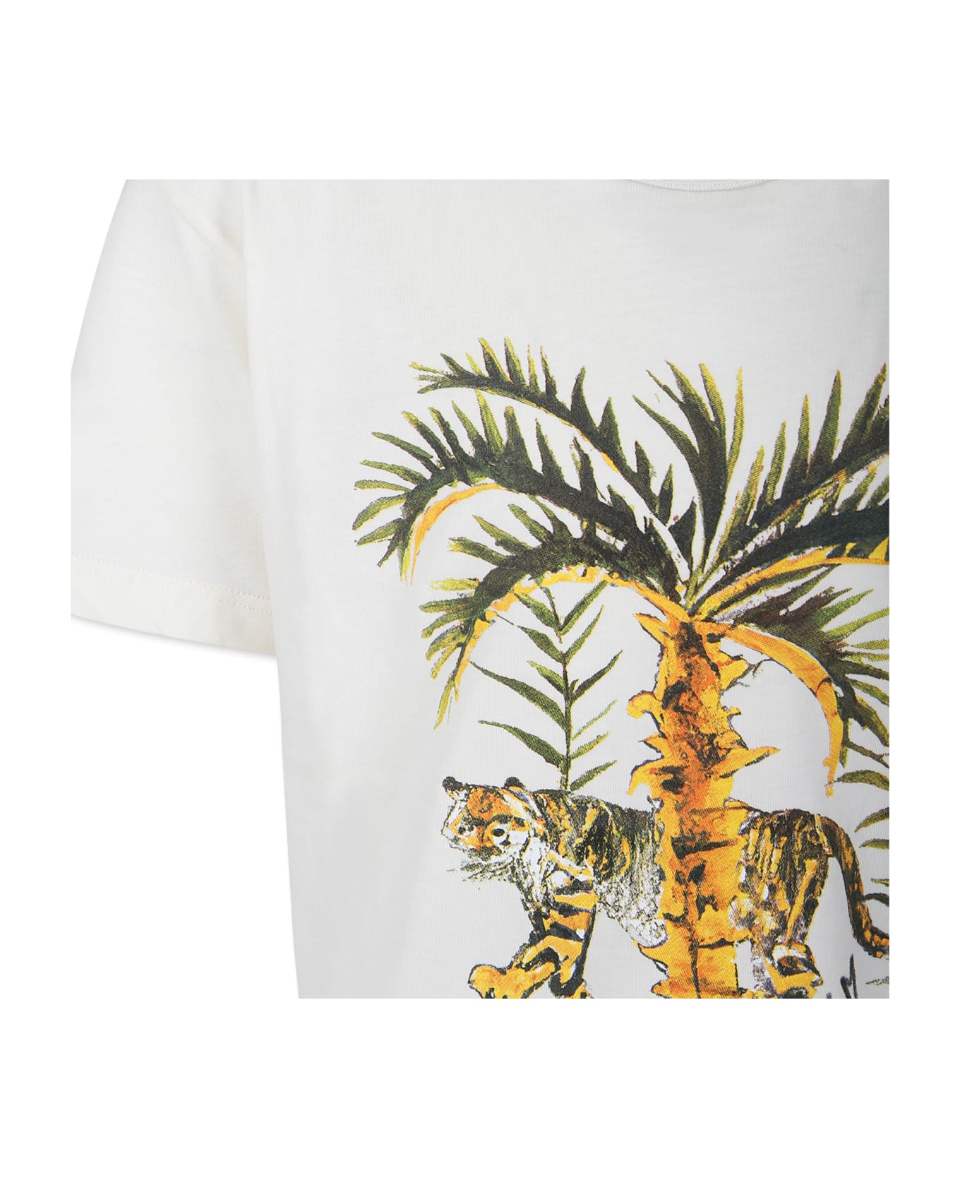 MSGM Ivory T-shirt For Boy With Tiger Print - Ivory