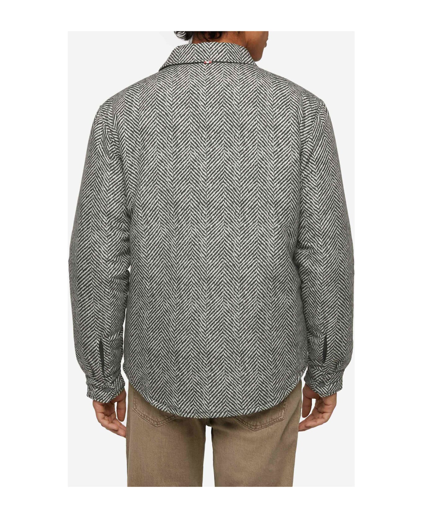 MC2 Saint Barth Technic Fabric Overshirt Chalet With Herringbone Print - BLACK