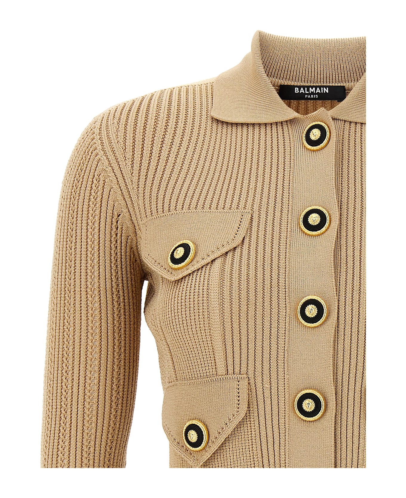 Balmain Ribbed Cardigan - Beige