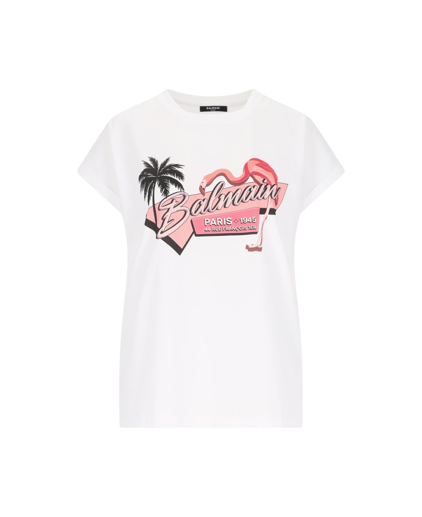 Balmain 'fenicottero Rosa' T-shirt - White