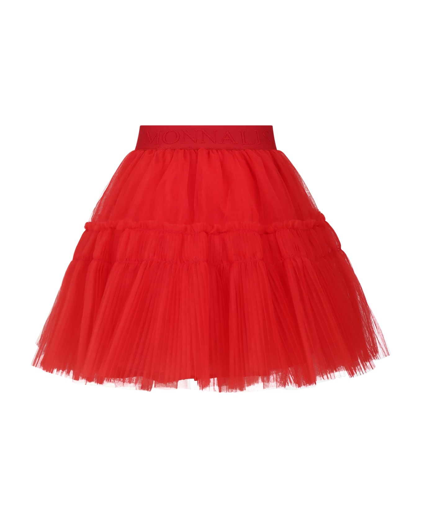 Monnalisa Red Skirt For Girl With Logo - Red