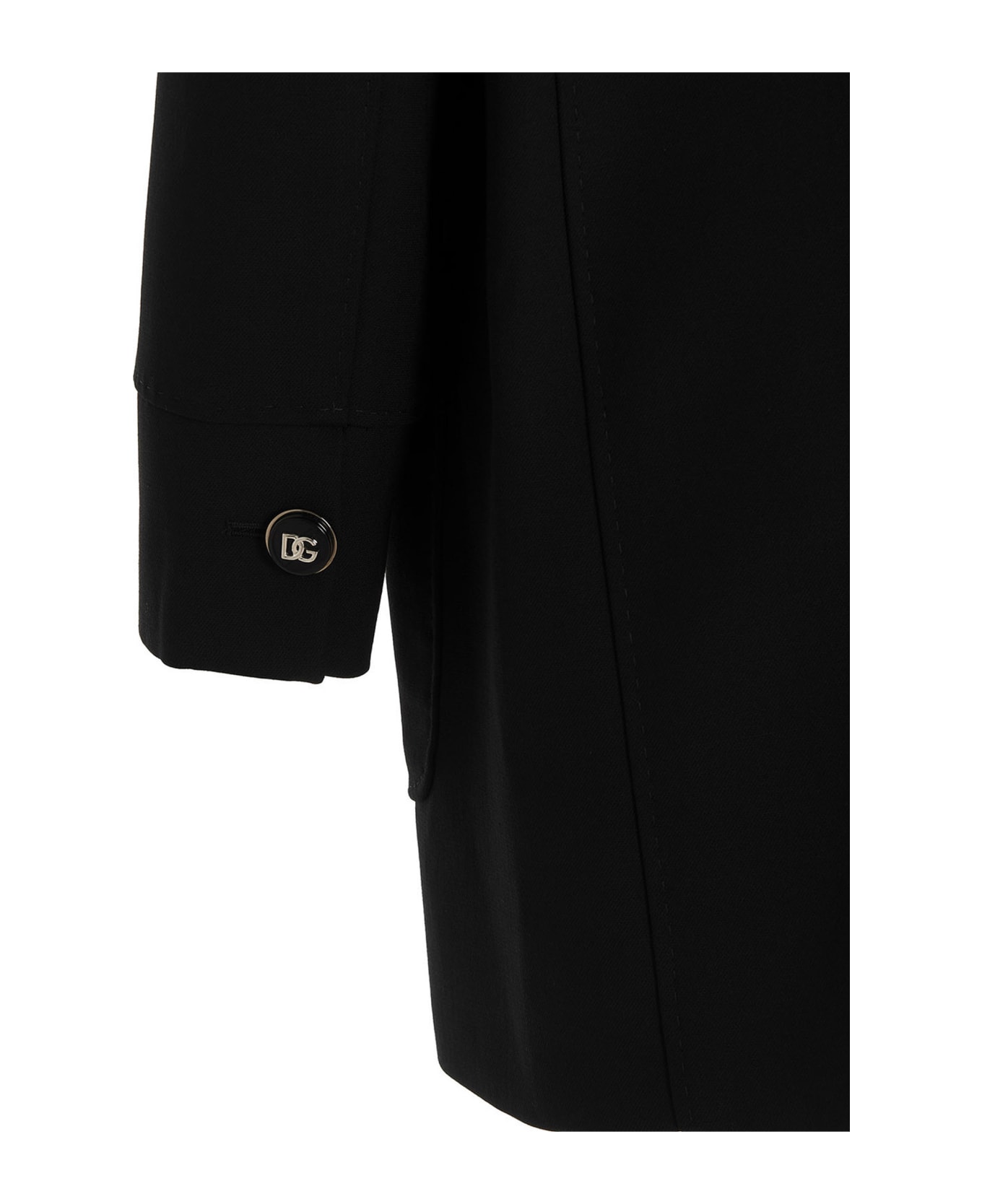Dolce & Gabbana Logo Button Coat - Black  