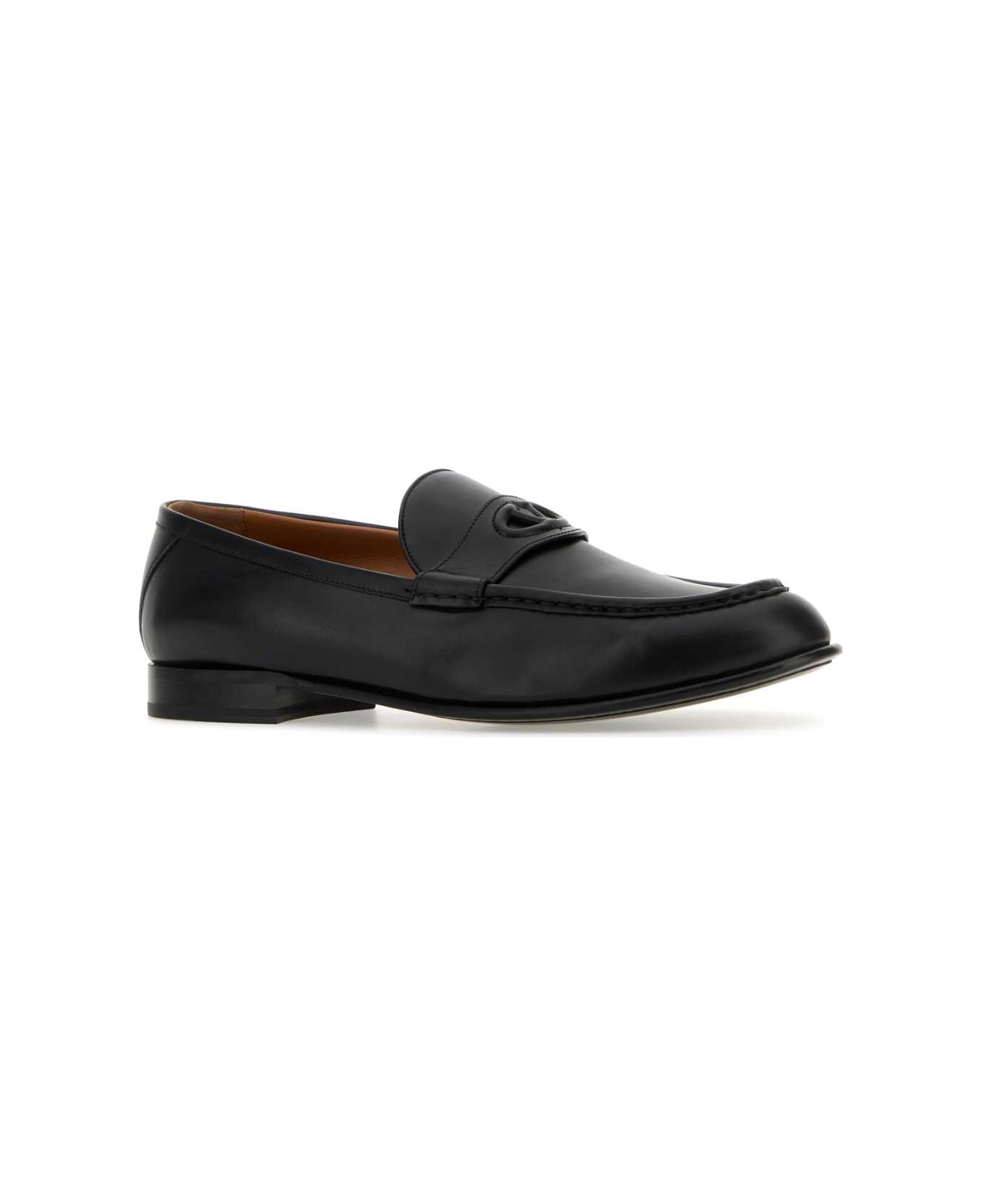 Valentino Garavani Black Leather Loafers - Black