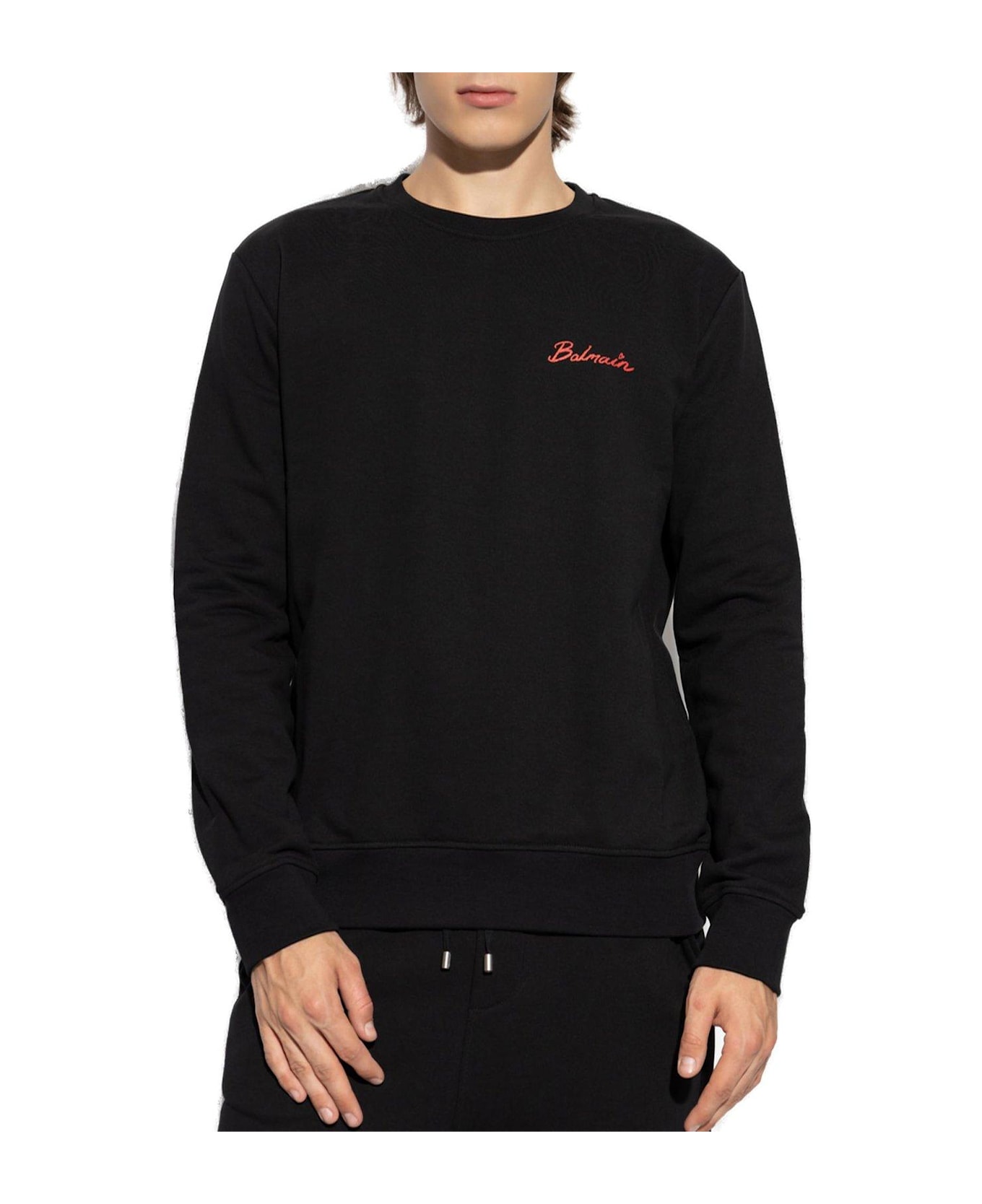 Balmain Kiss-printed Round Neck Sweatshirt - Noir/rouge