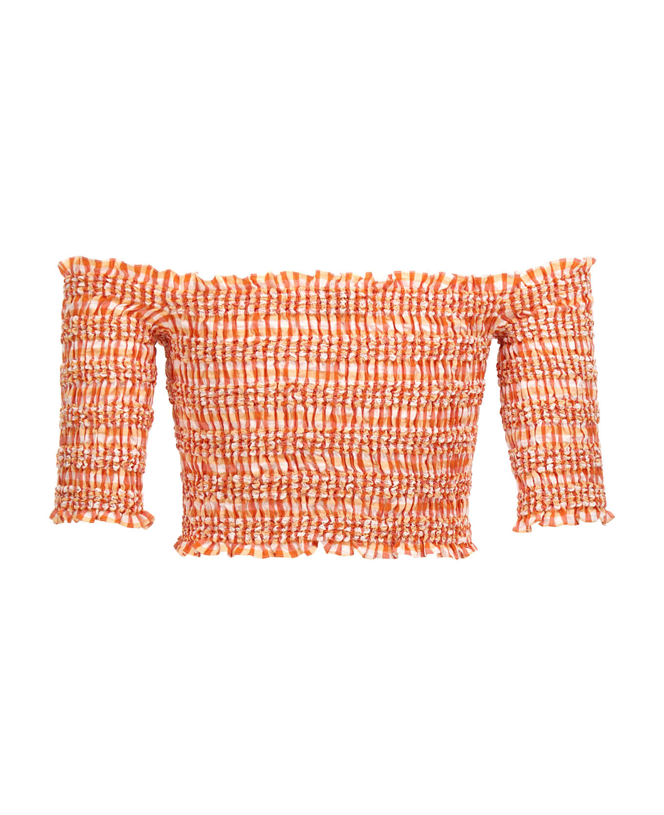 Kenzo Smock Stitch Cropped Top - Orange Moyen