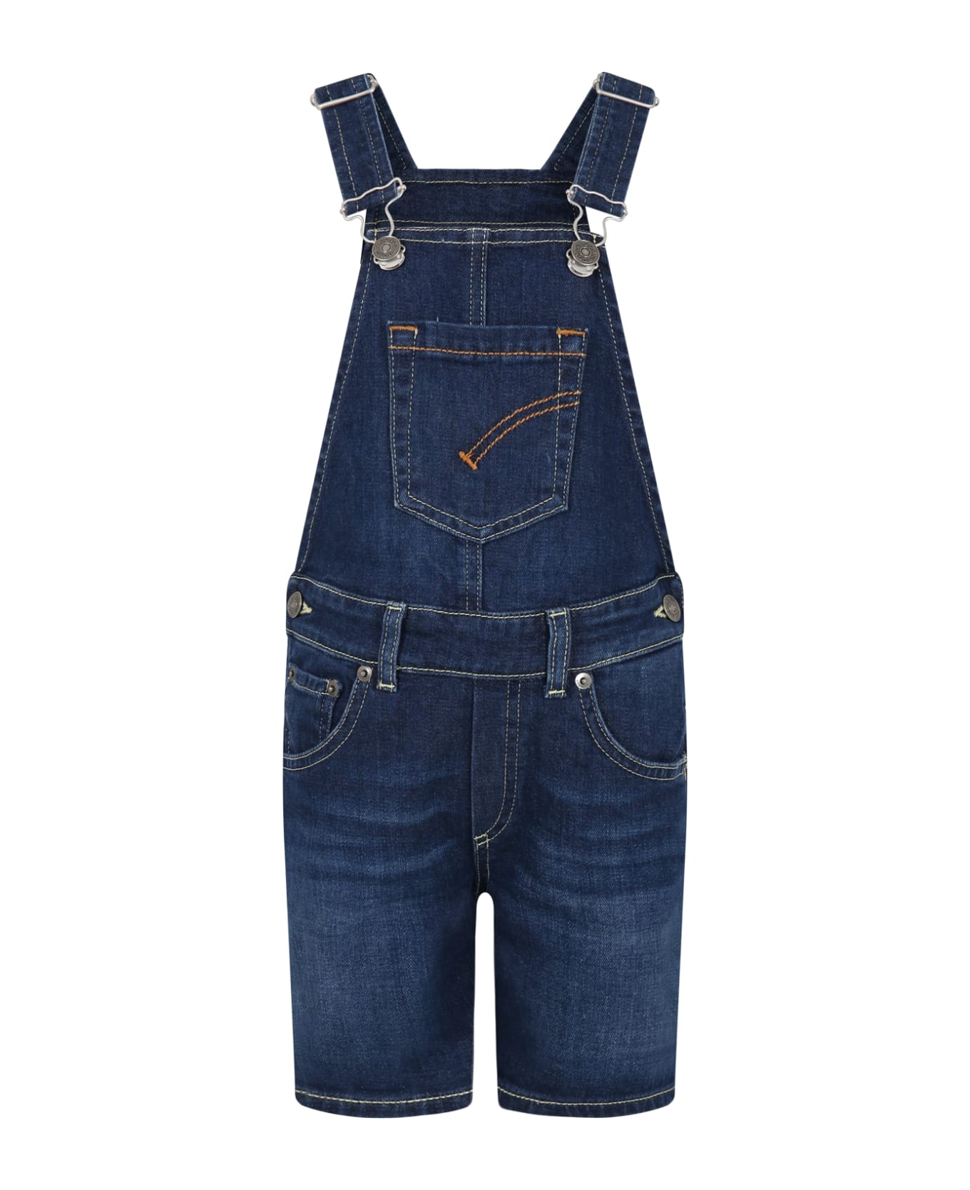 Dondup Blue Dungarees For Boy With Logo - Denim