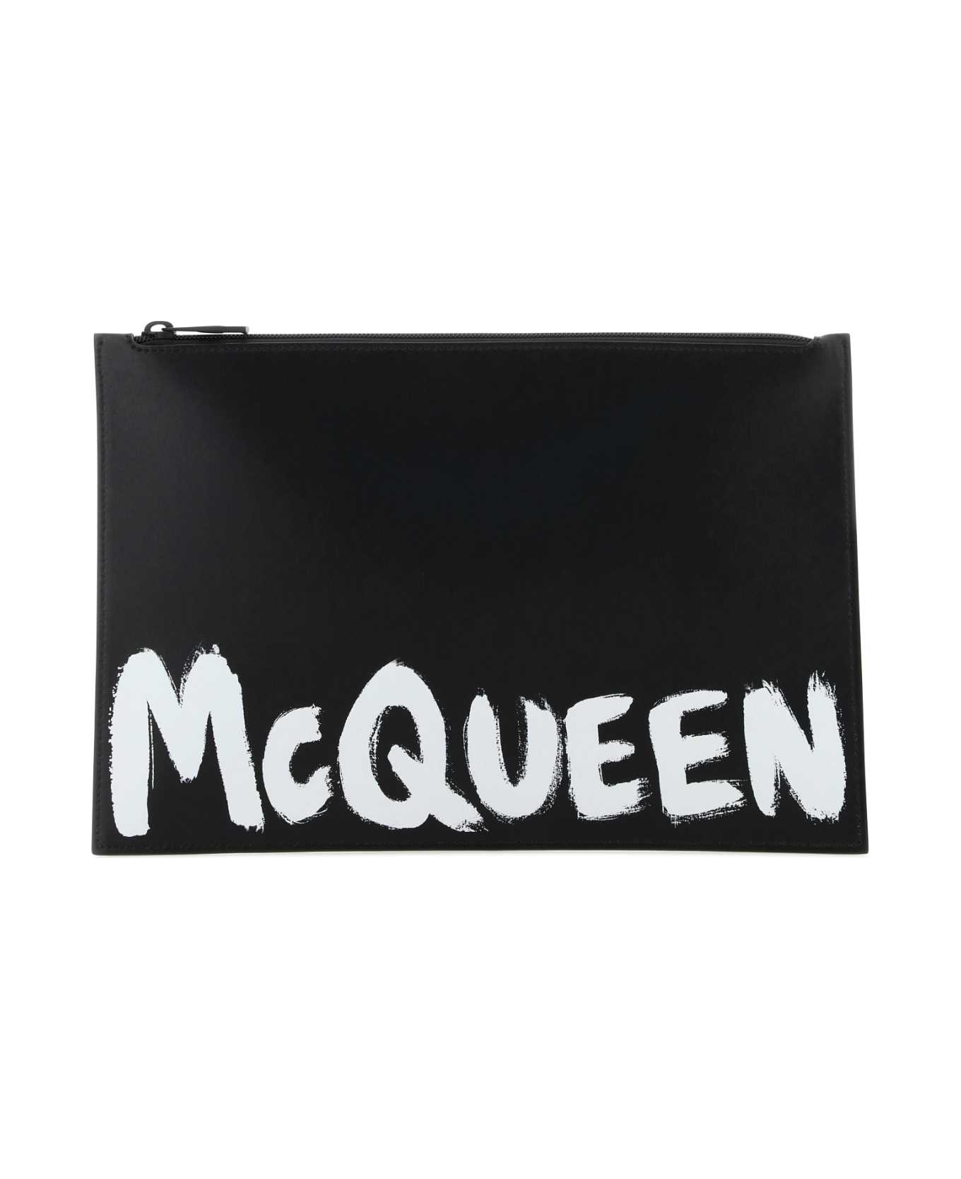 Alexander McQueen Black Leather Clutch - BLACKWHITE