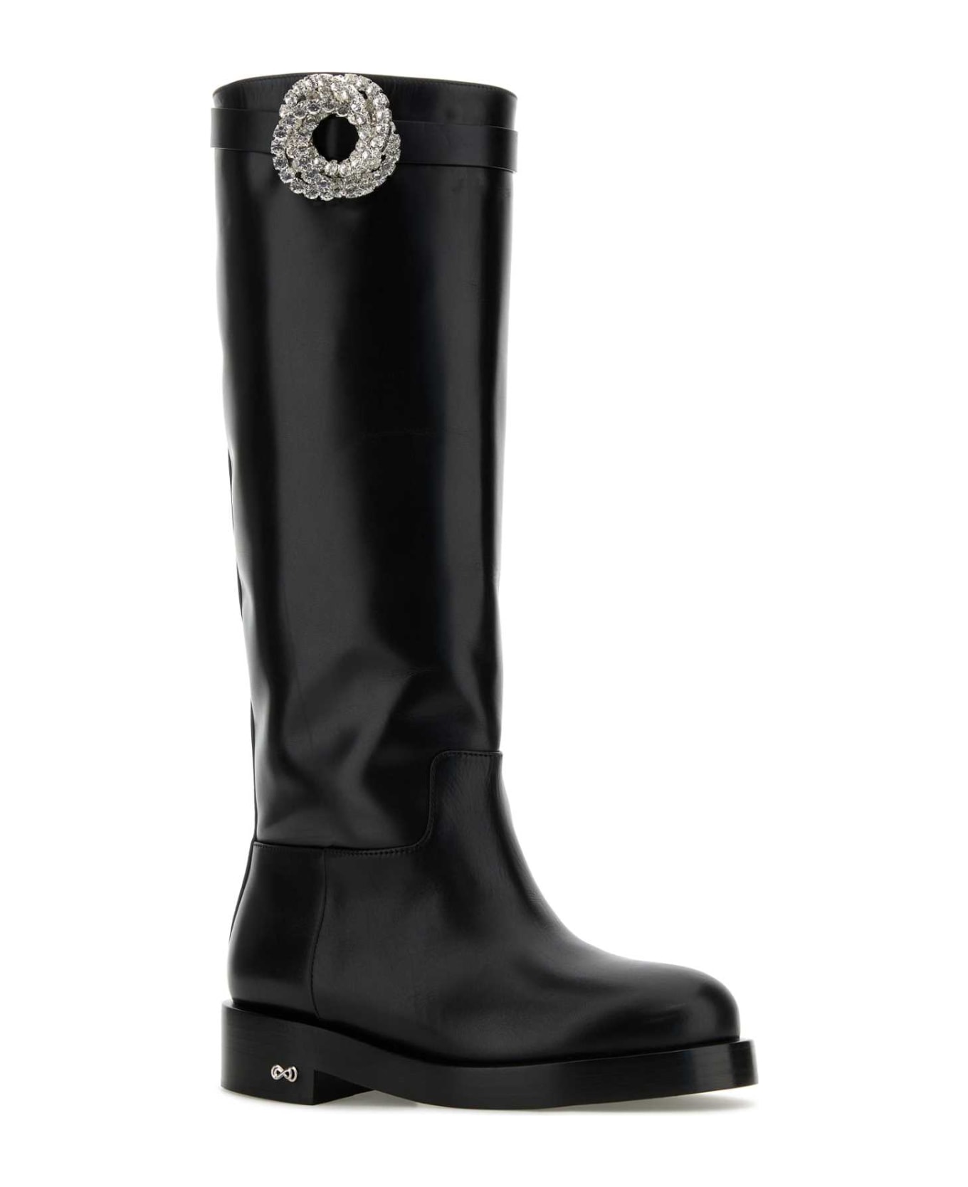 Mach & Mach Black Leather Galaxy Riding Boots - BLACK