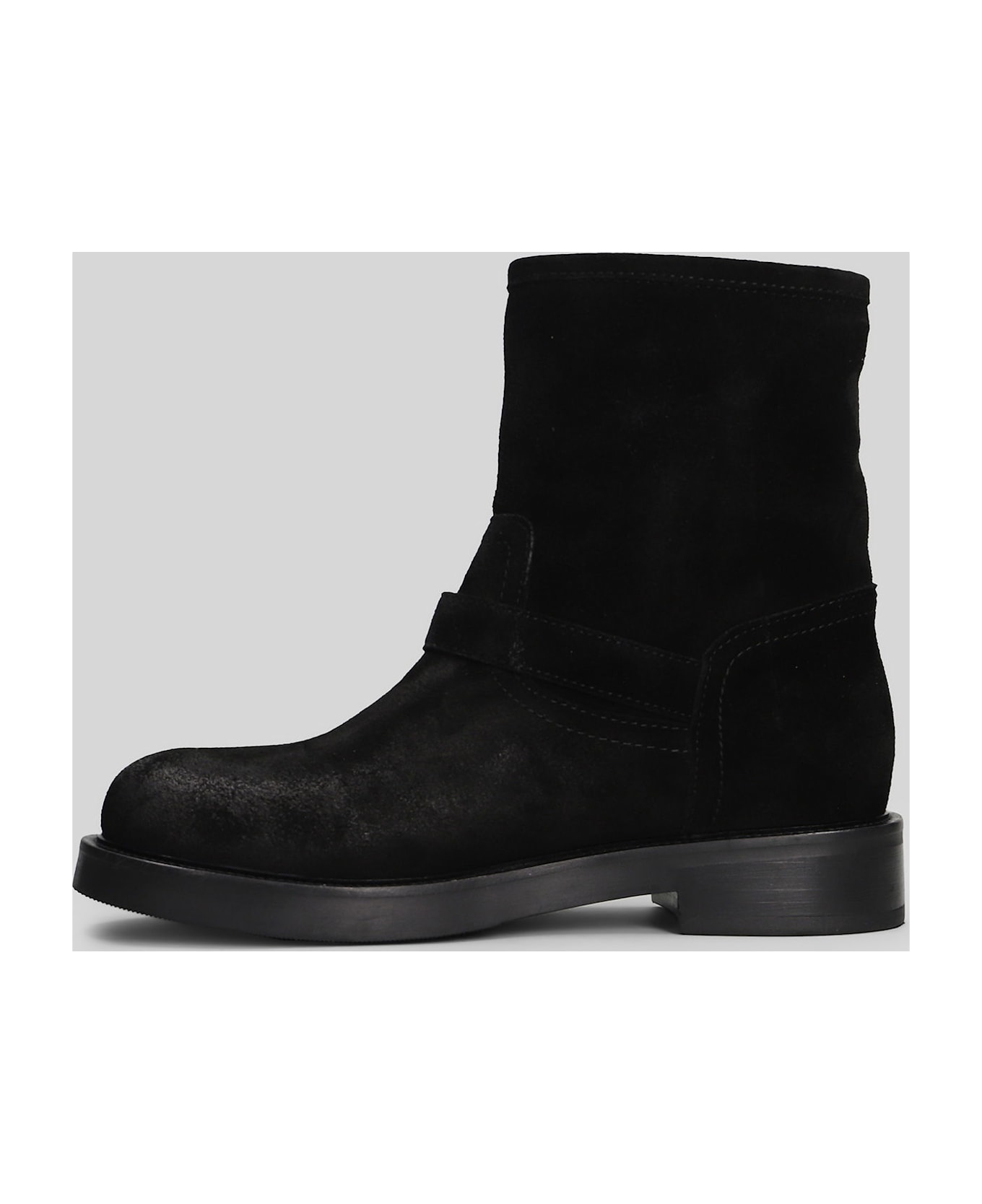 Julie Dee Low Heels Ankle Boots In Black Suede - black
