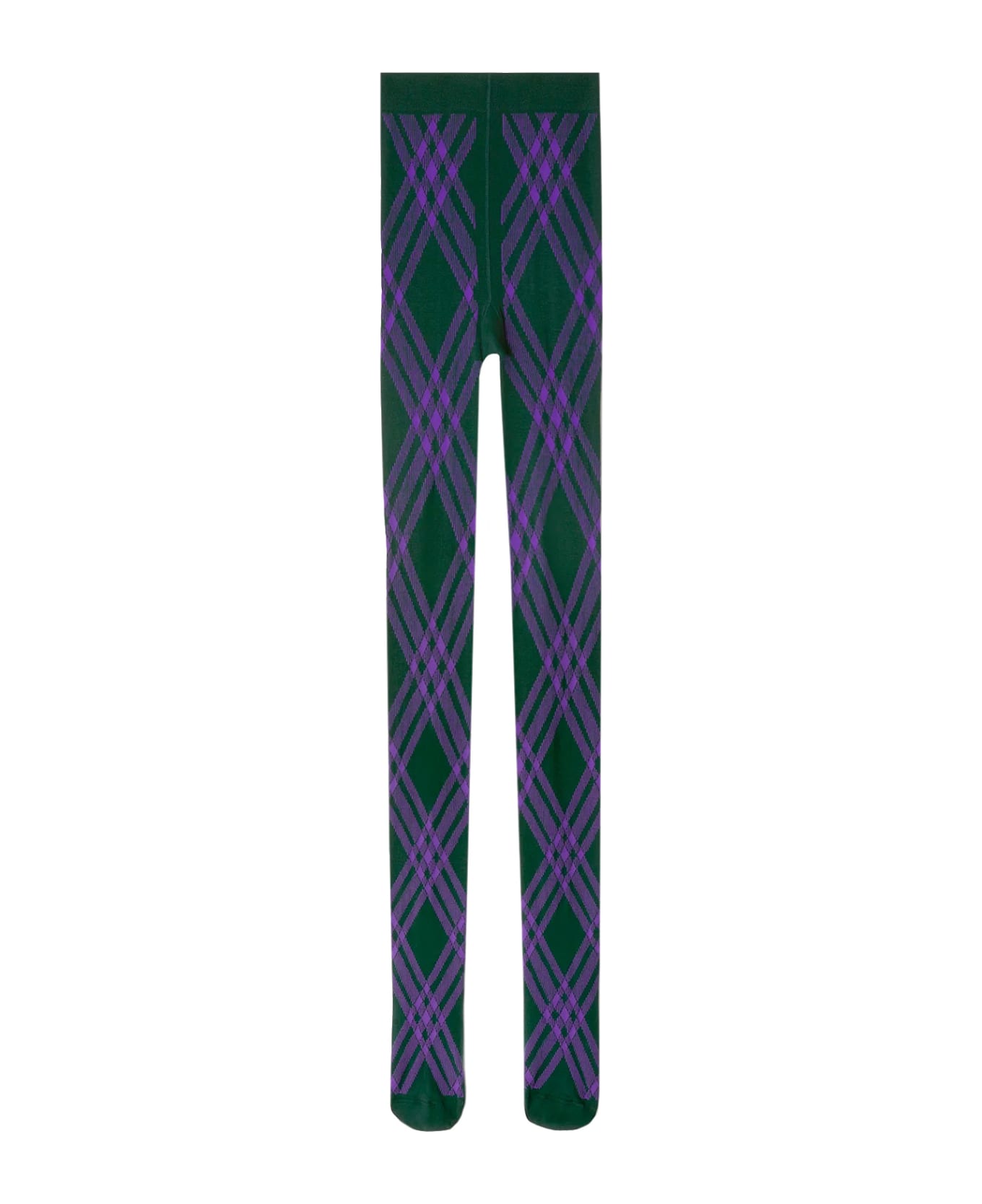 Burberry Black And Violet Thights With Argyle Motif In Wool Blend Woman - Purple