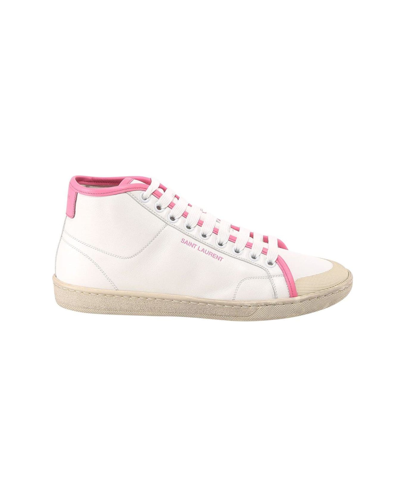 Saint Laurent Logo Mid-top Sneakers - White