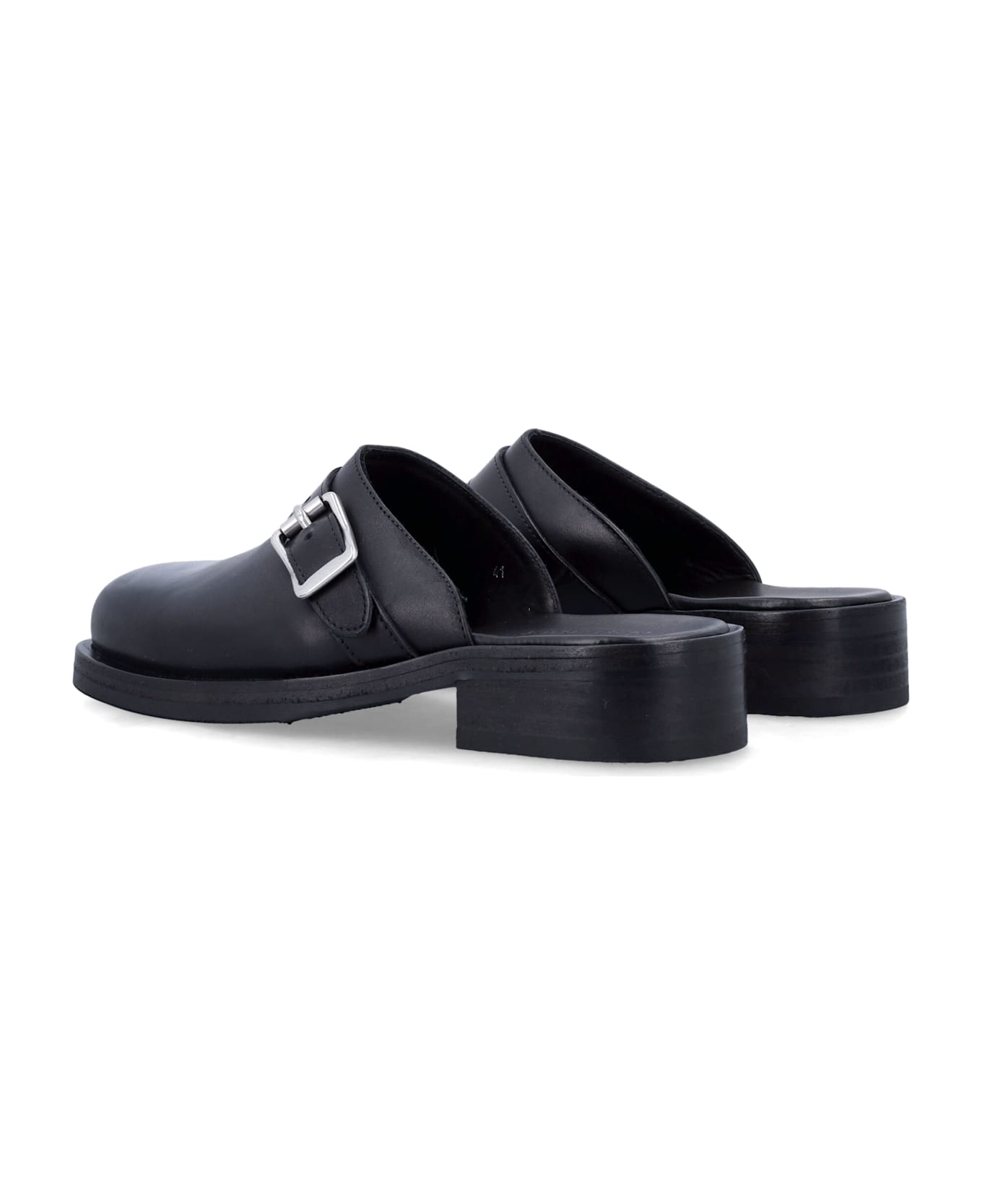 Our Legacy Camion Leather Mule With Buckle - BLACK