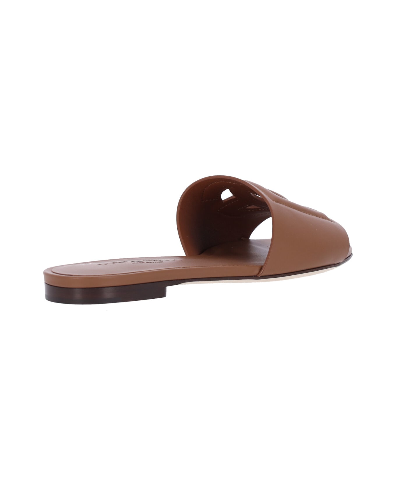 Dolce & Gabbana Logo Slide Sandals - Brown