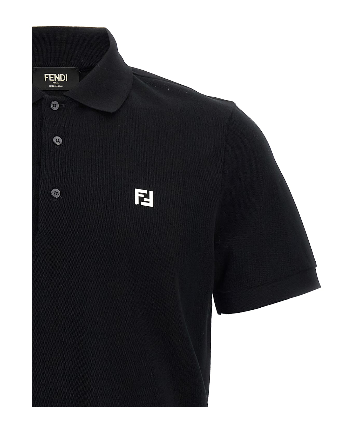 Fendi Ff Metallic Logo Polo Shirt - Nero