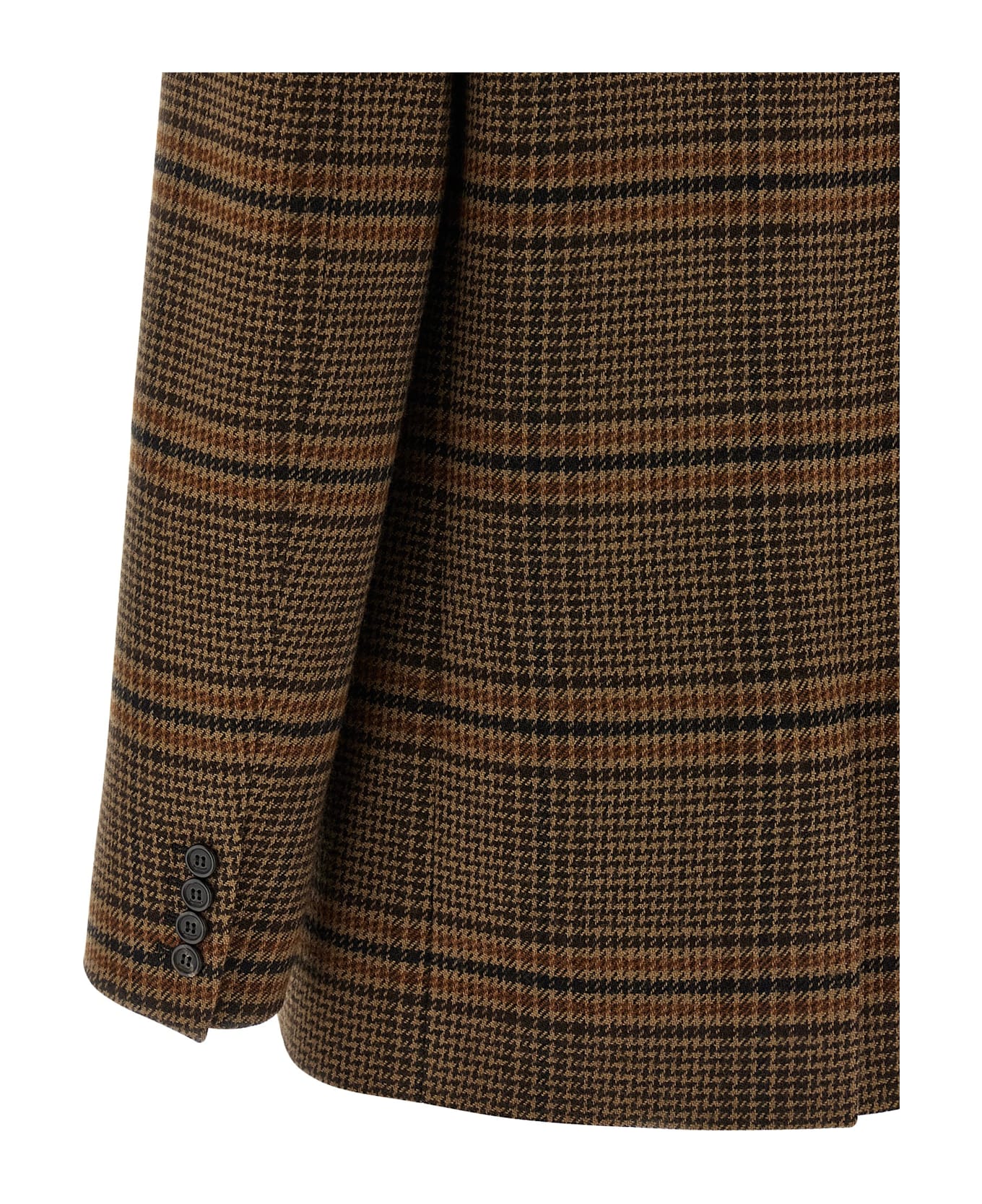 Saint Laurent Prince Of Wales Wool Blazer - BROWN