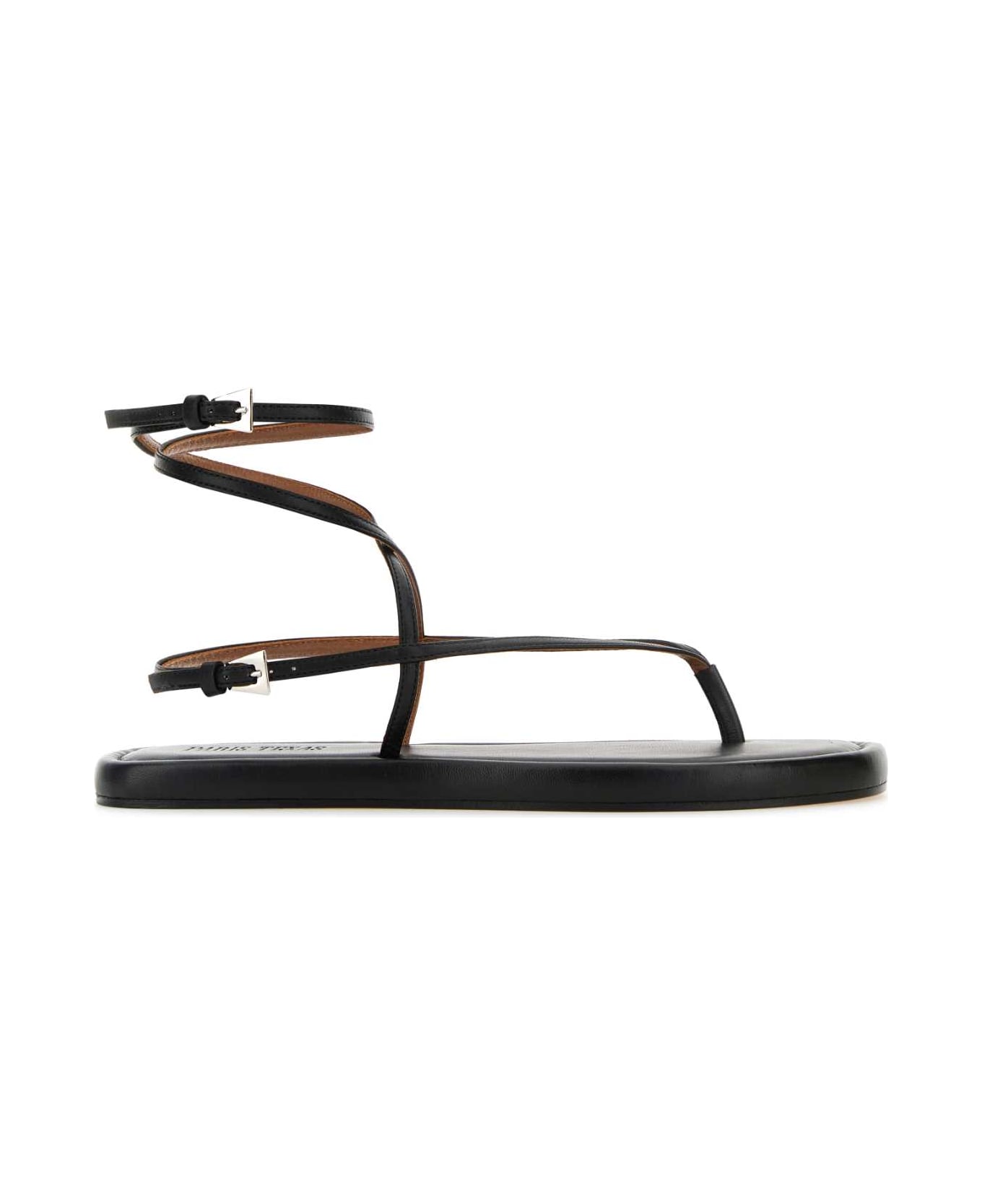Paris Texas Black Leather Hydra Sandals - BLACK