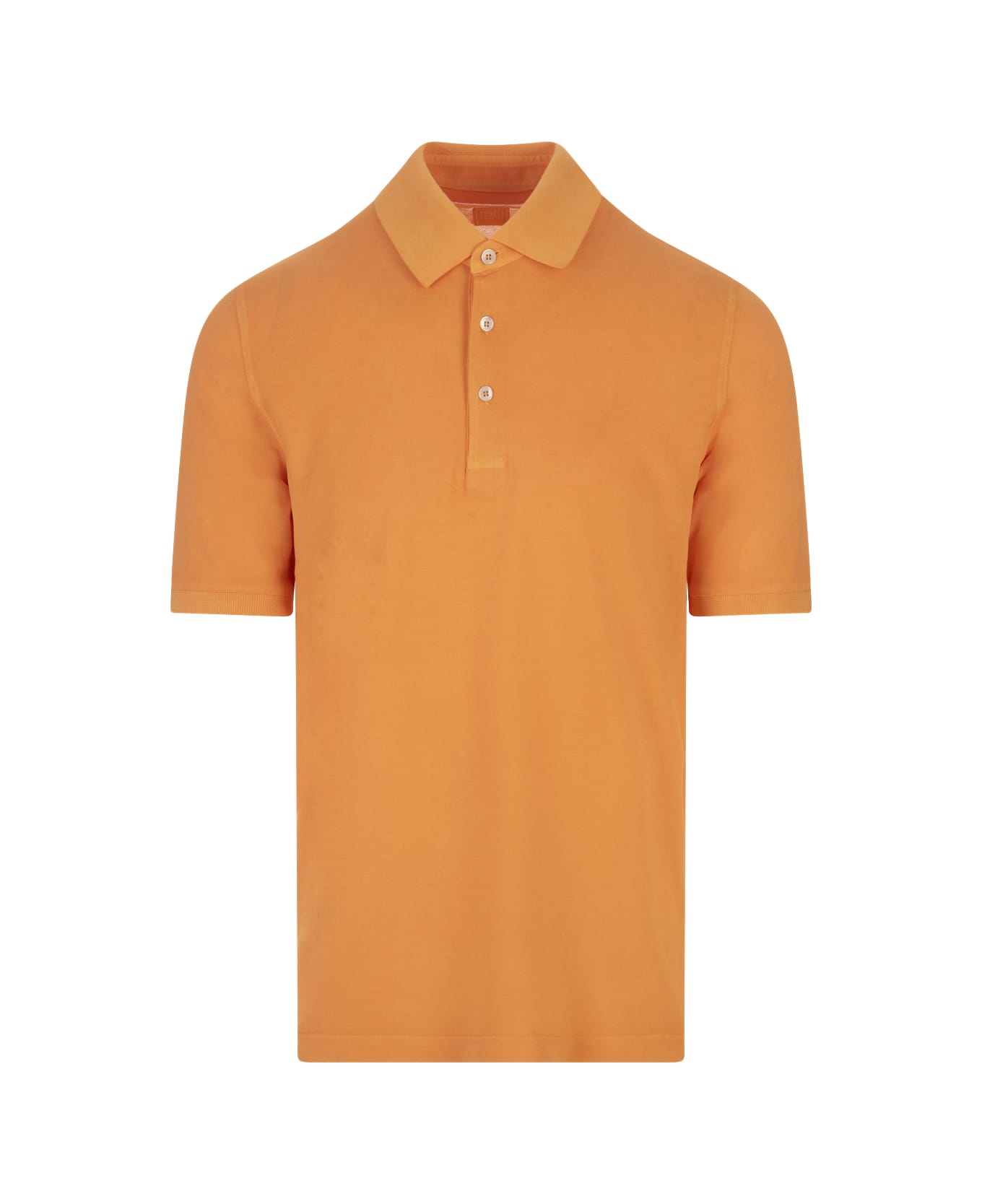 Fedeli Orange Light Cotton Piquet Polo Shirt - Orange