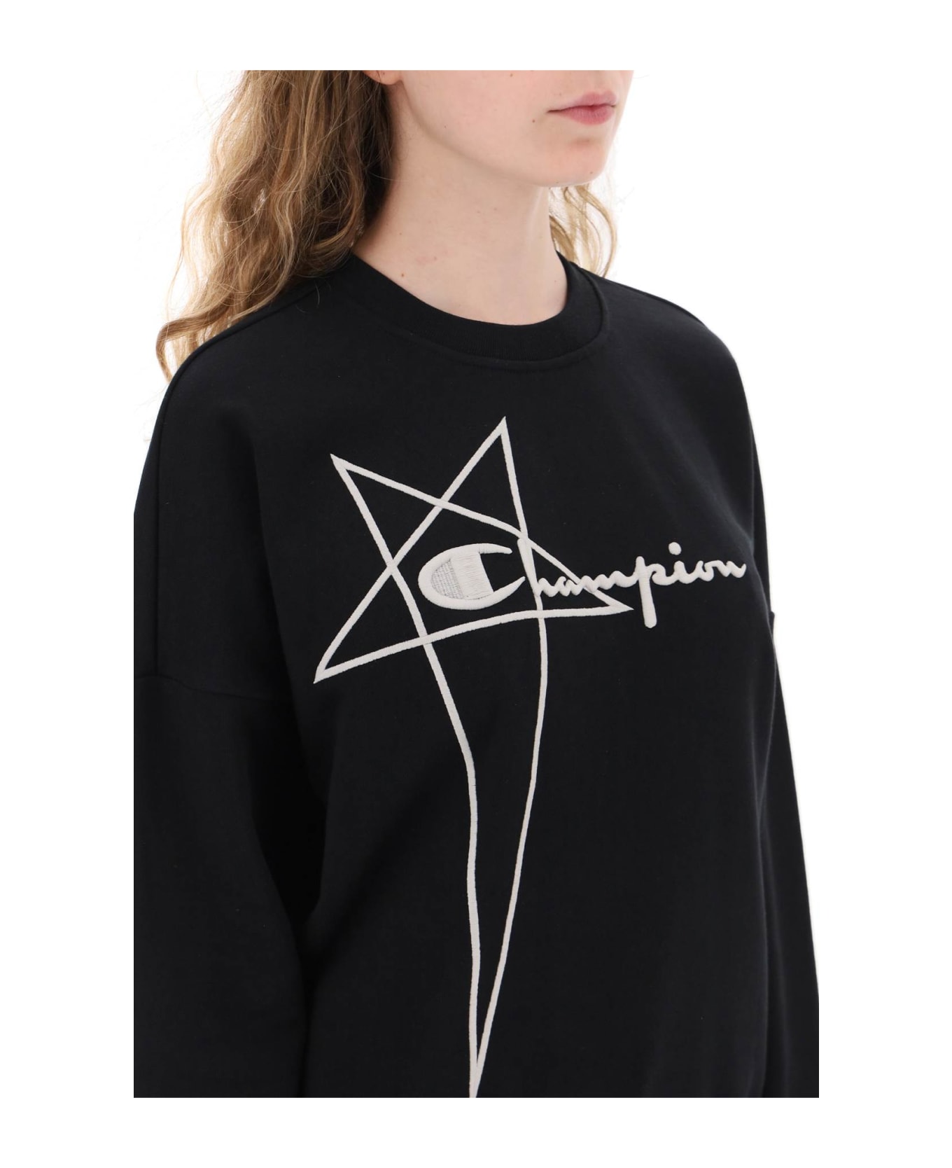 Rick Owens x Champion 'champion X ' Crew-neck Sweatshirt With Logo Embroidery - Black