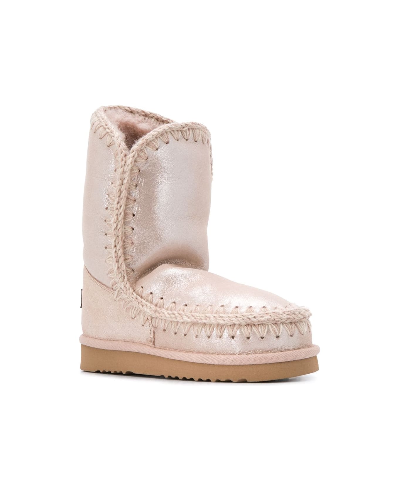 Mou Eskimo 24 Low Heels Ankle Boots In Rose-pink Glitter - rose-pink レースアップシューズ