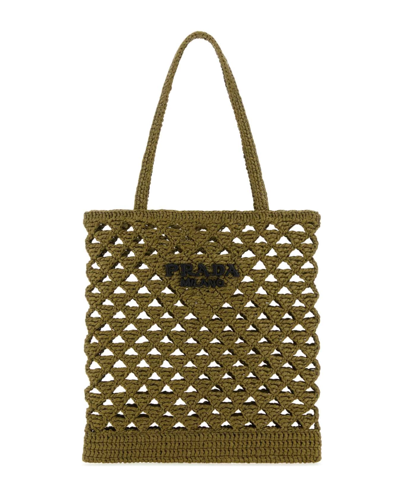 Prada Khaki Straw Handbag - OLIVA