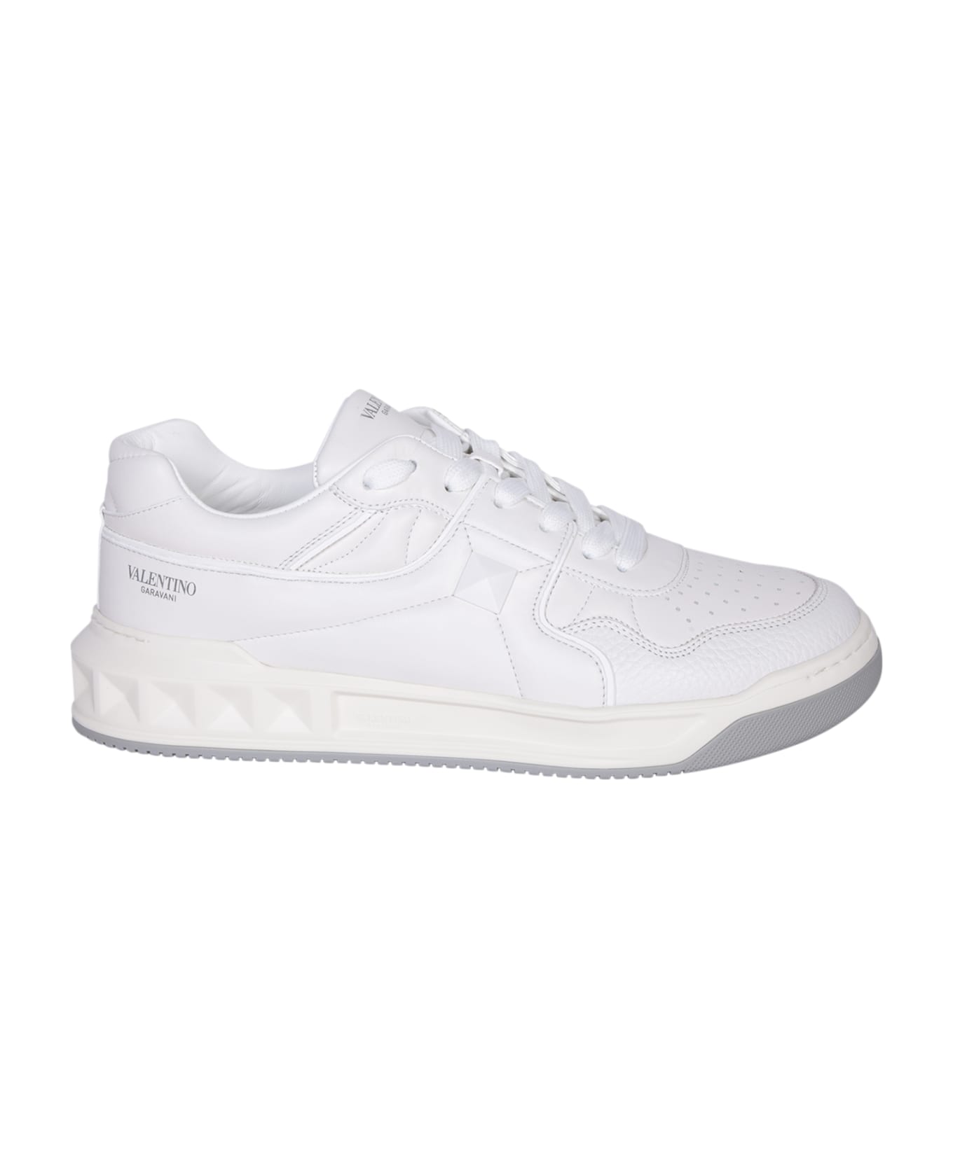 Valentino One Stud White Sneakers - White