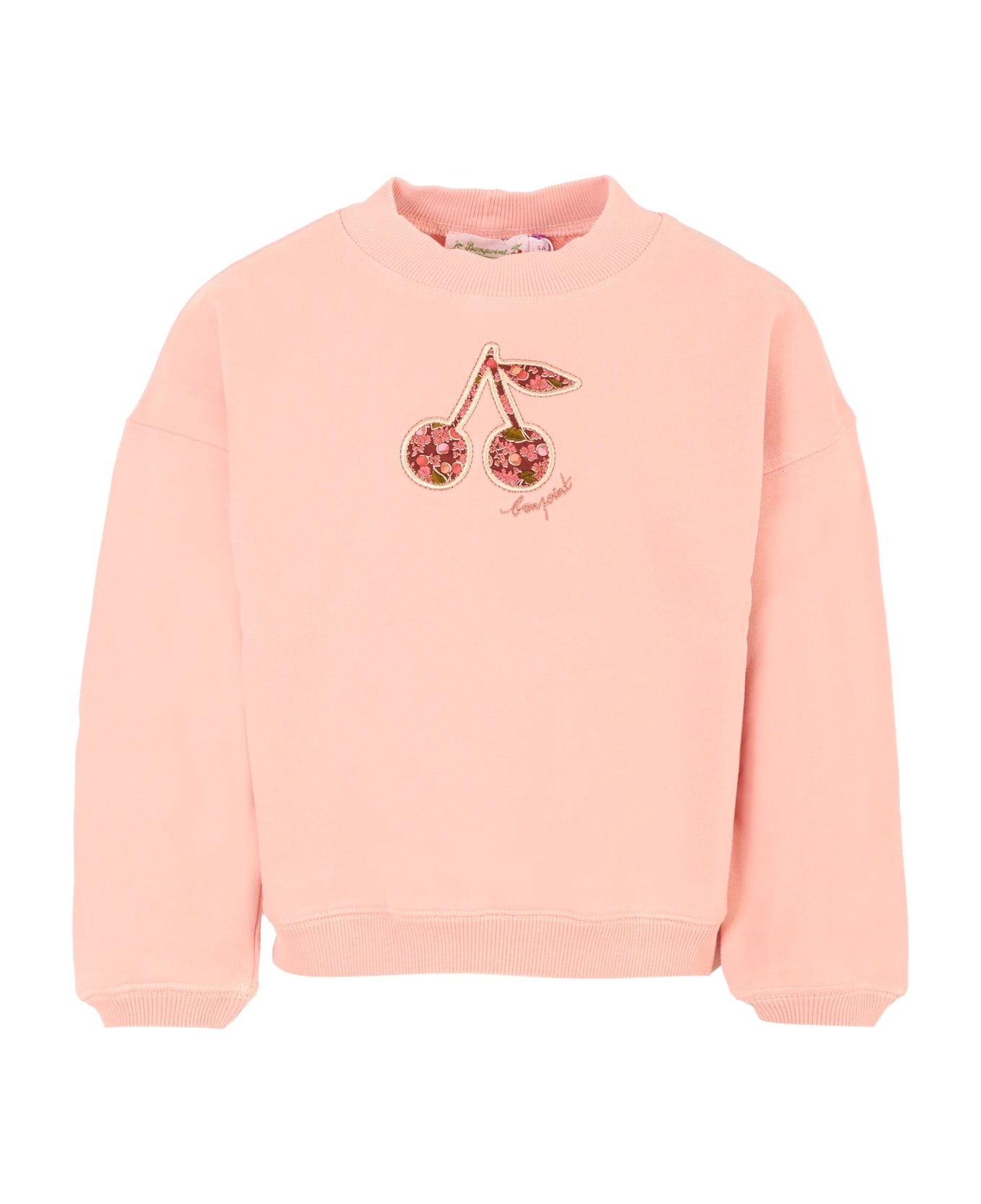 Bonpoint Pink Sweatshirt For Girl With Cherries - Pink