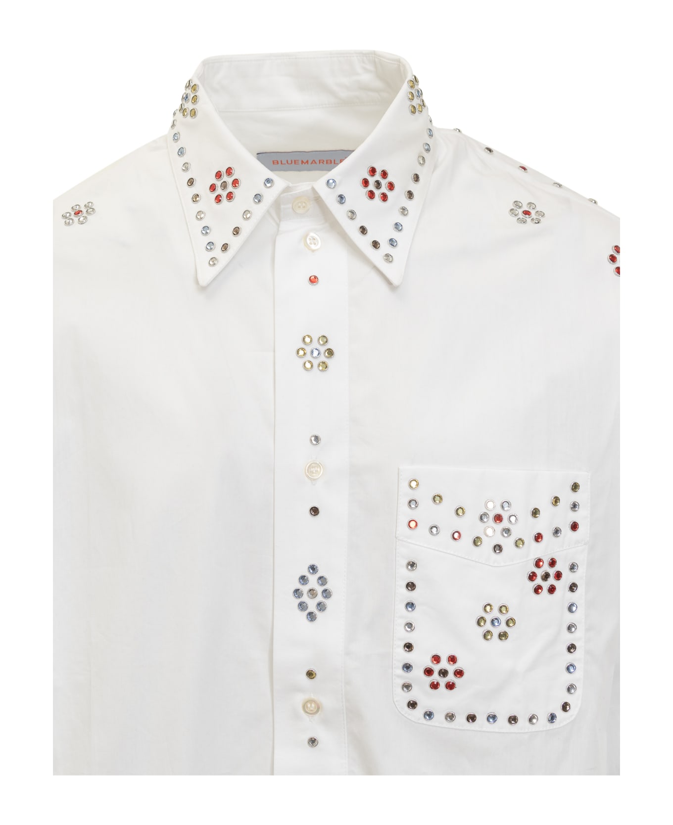 Bluemarble Shirt With Rhinestones - WHITE シャツ