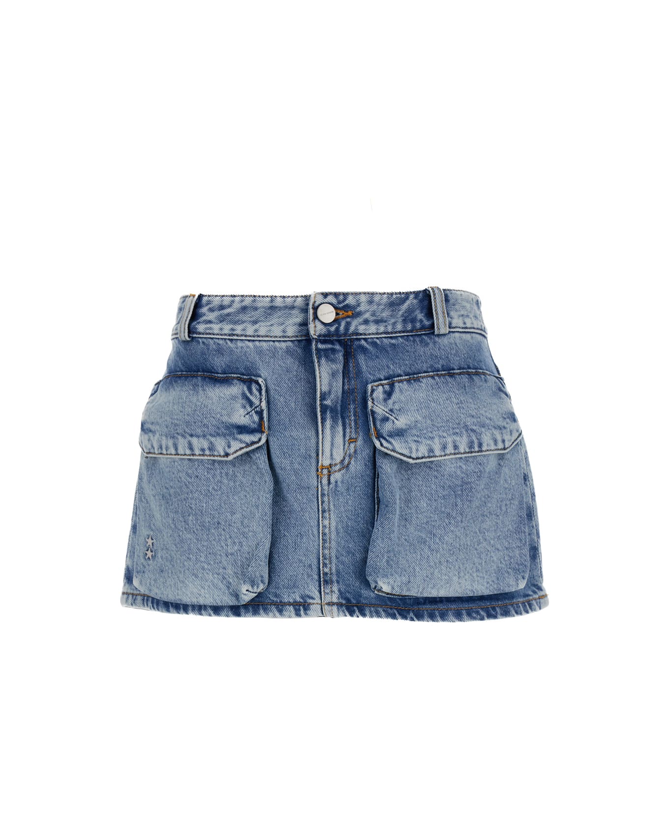 Icon Denim Gio Cargo Mini Skirt Low Rise - Blu Denim Chiaro