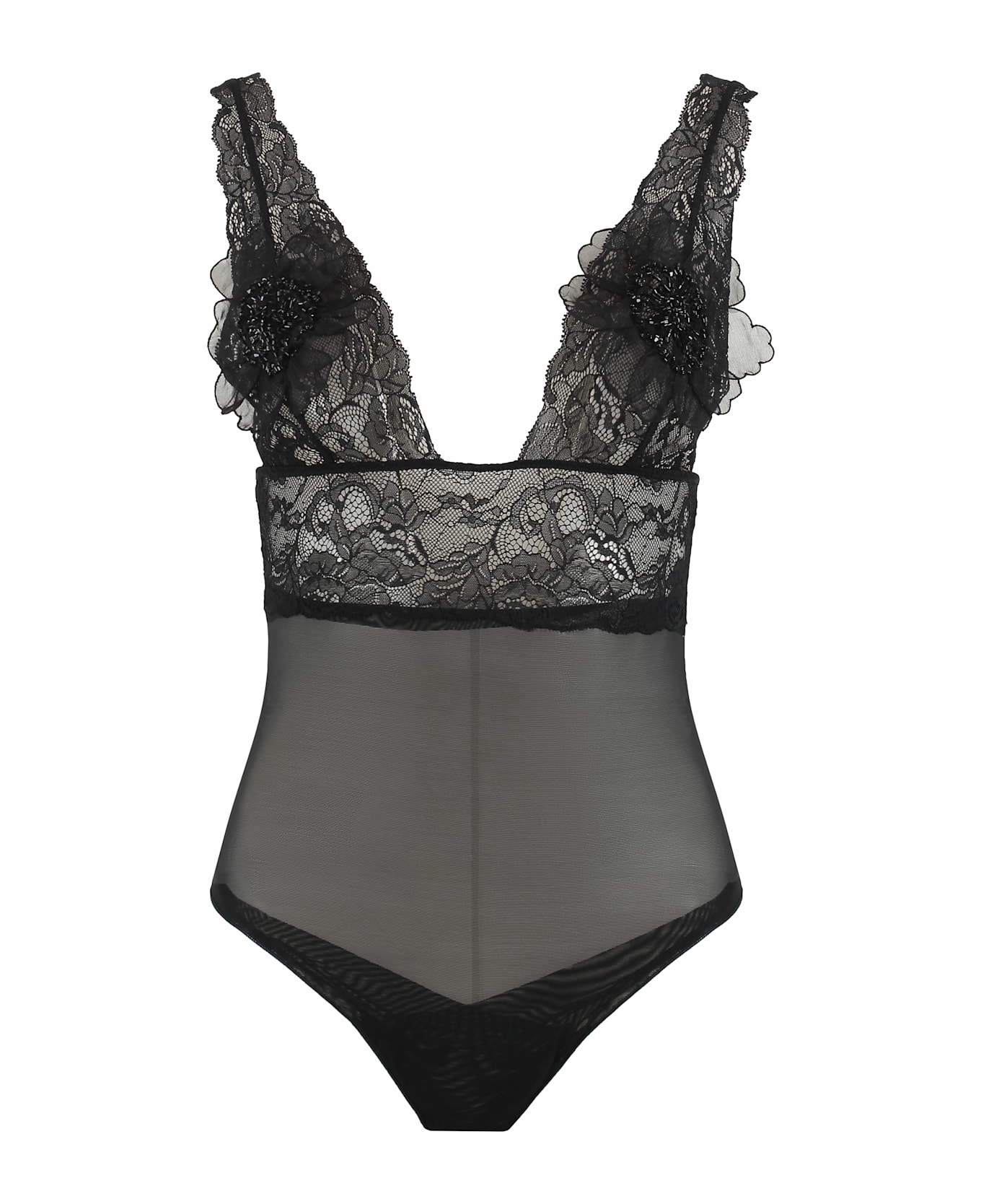 Elisabetta Franchi Lace Bodysuit - black