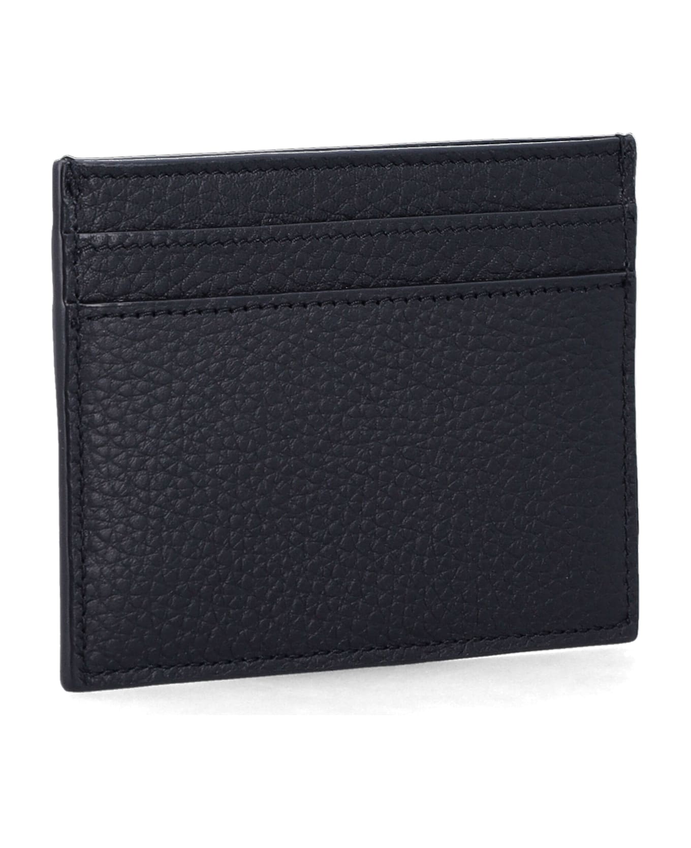 Saint Laurent Tiny Cassandre Card Case In Grained Leather Saint Laurent - Black