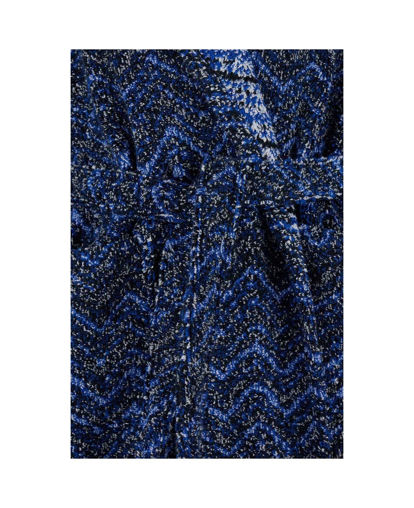 Missoni 'azul' Blue Bathrobe With Zig Zag Motif In Cotton - Blu