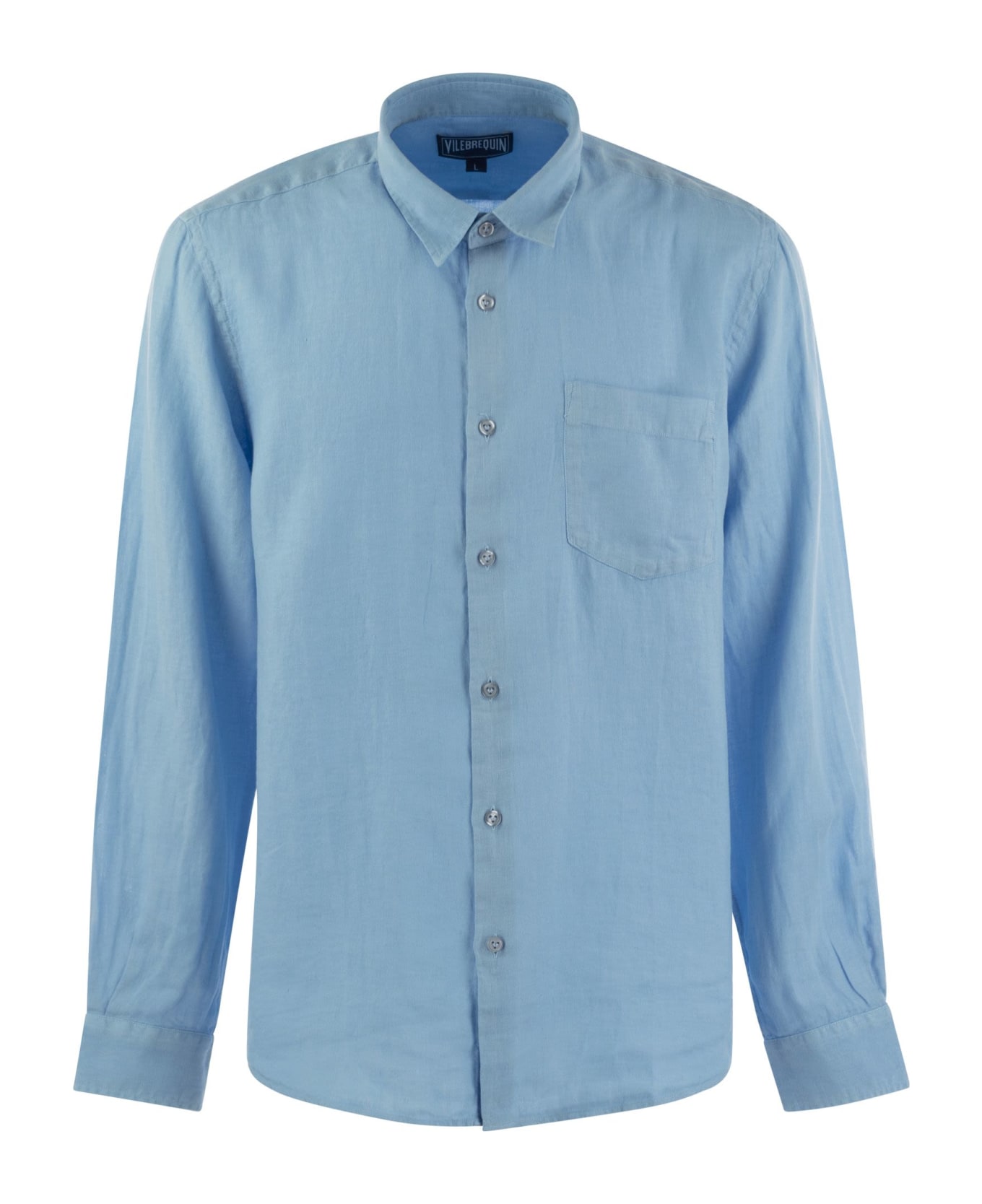 Vilebrequin Long-sleeved Linen Shirt - Light Blue